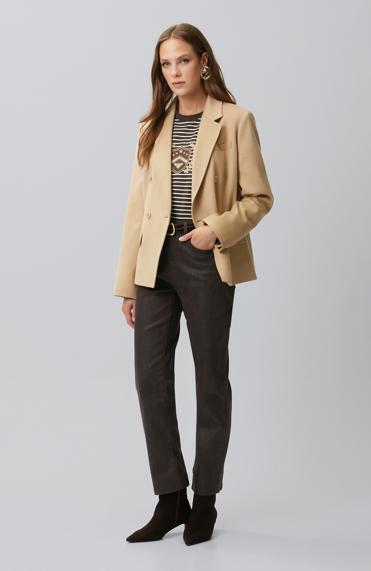 Bitter Brown Ecru Woven Garnish Sweatshirt
