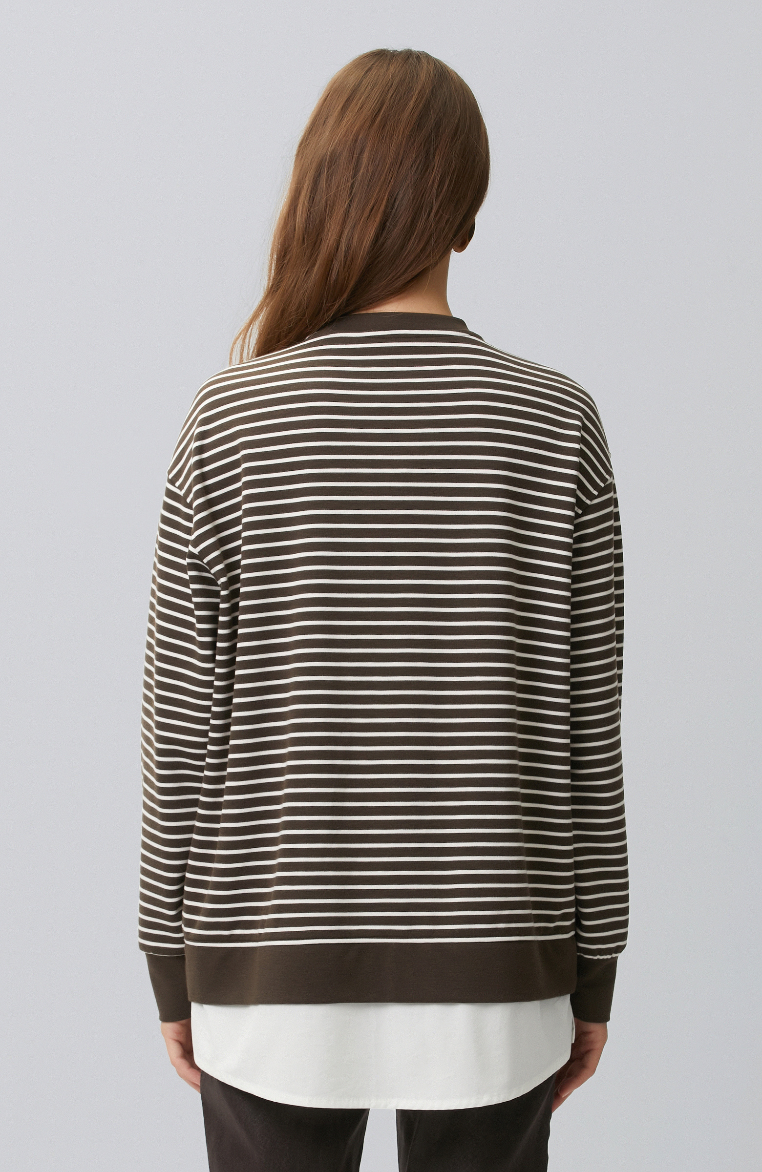 Bitter Brown Ecru Woven Garnish Sweatshirt