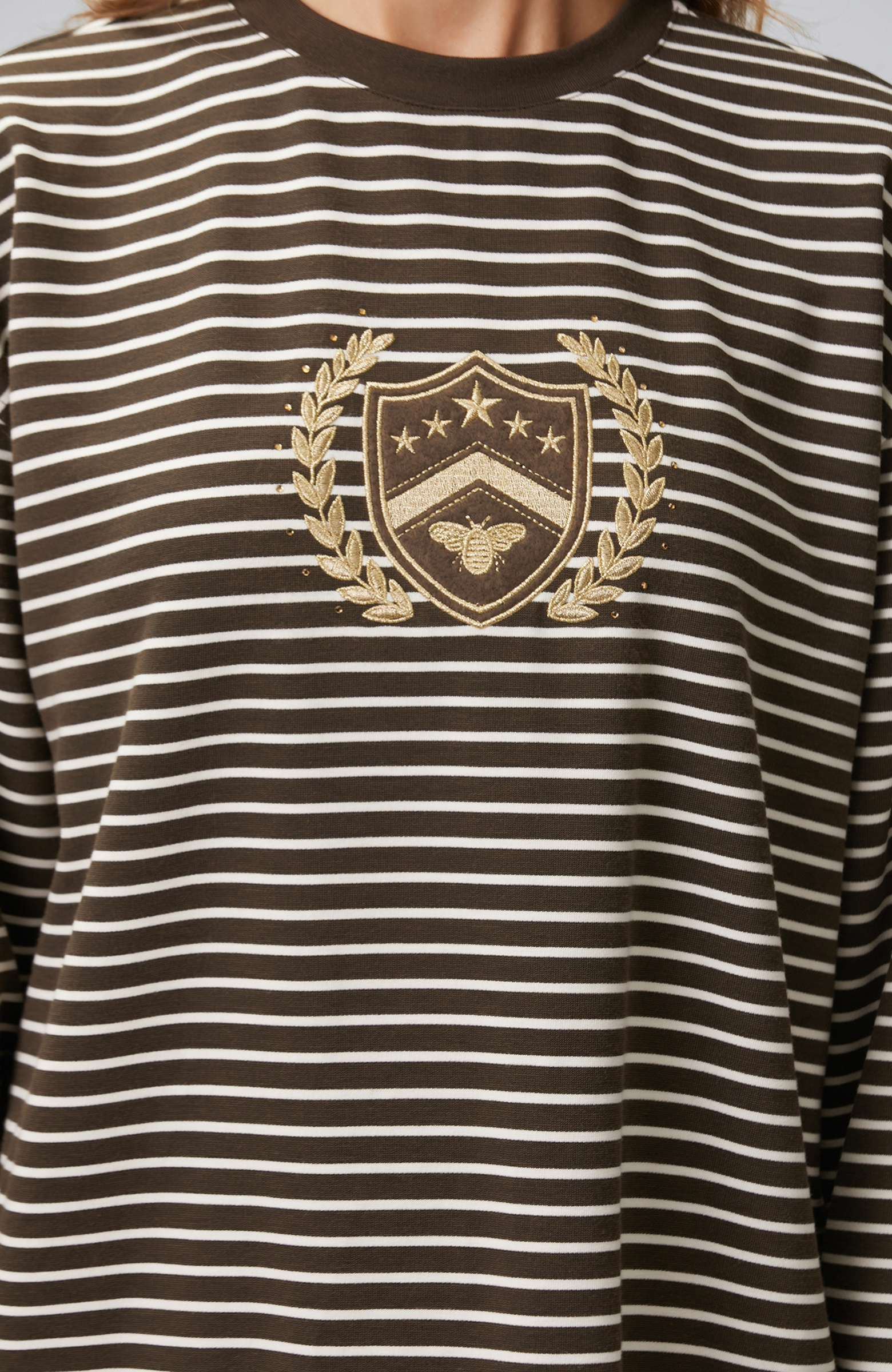Bitter Brown Ecru Woven Garnish Sweatshirt