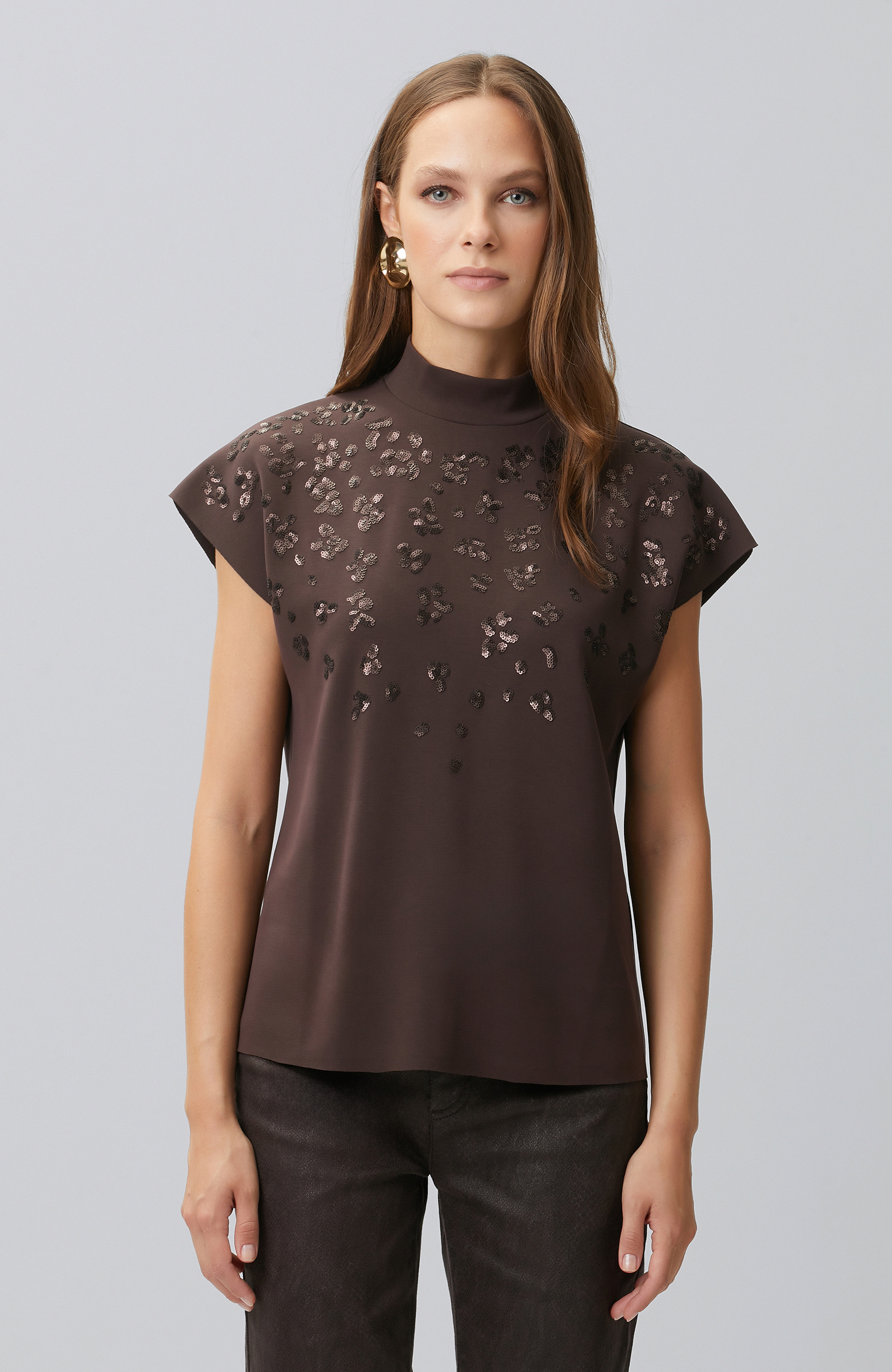 Acı Kahve Payet İşlemeli T-shirt