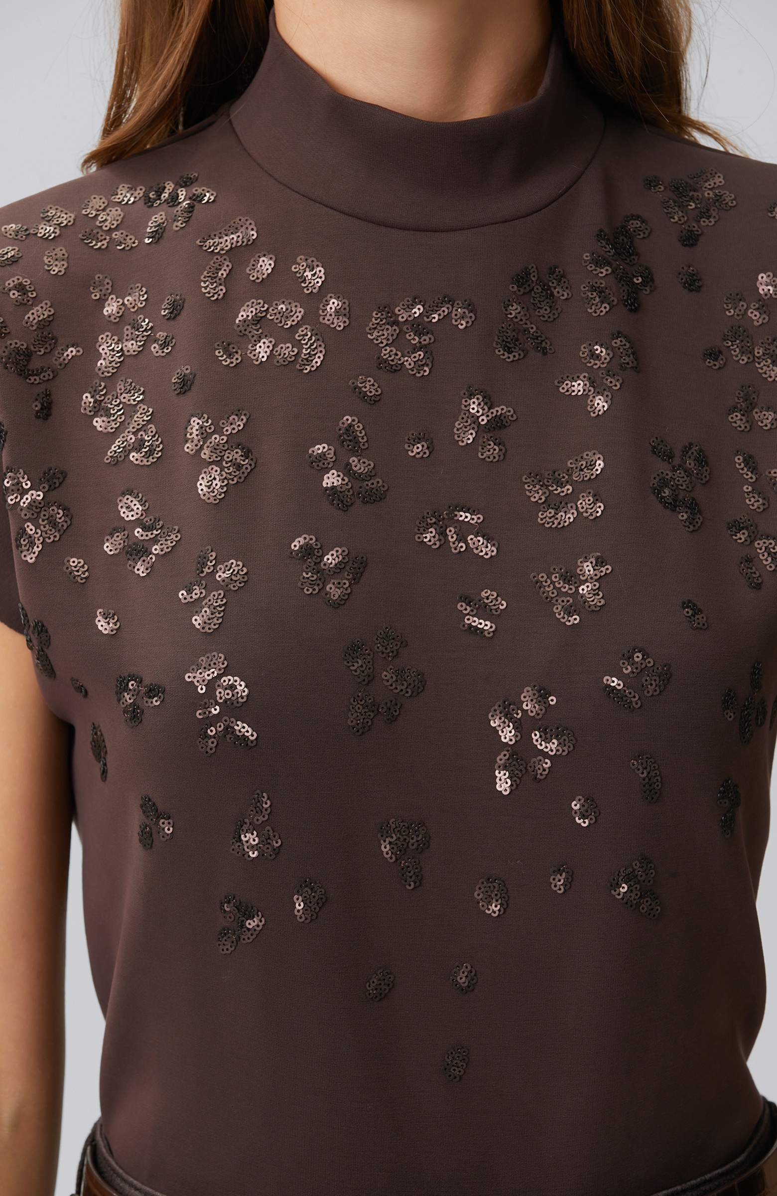Acı Kahve Payet İşlemeli T-shirt