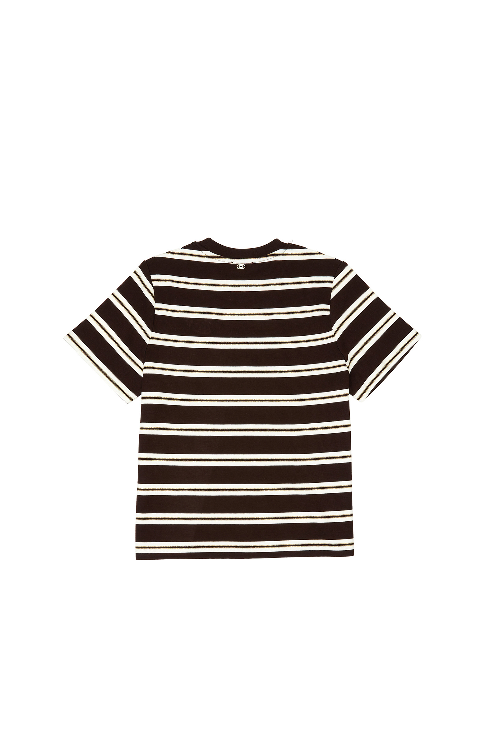 Acı Kahve Kırık Beyaz Çizgili T-shirt