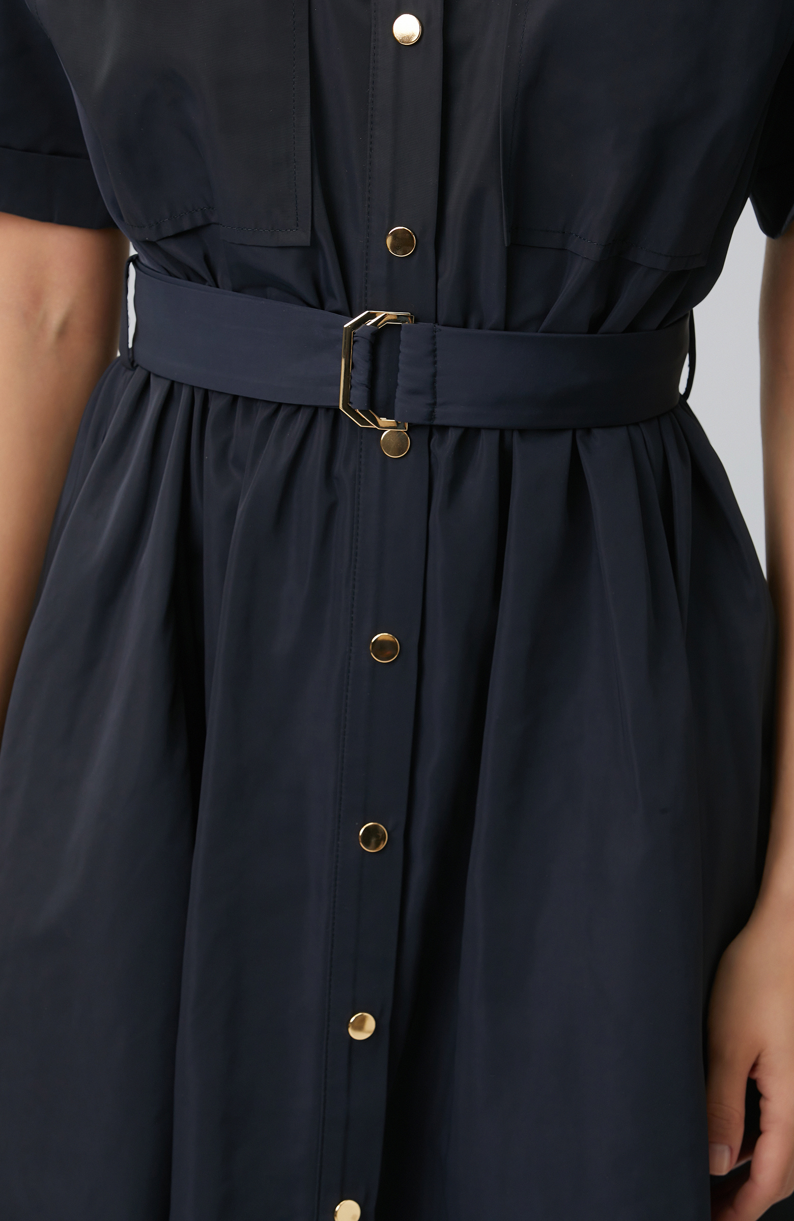Lacivert Midi Tafta Elbise