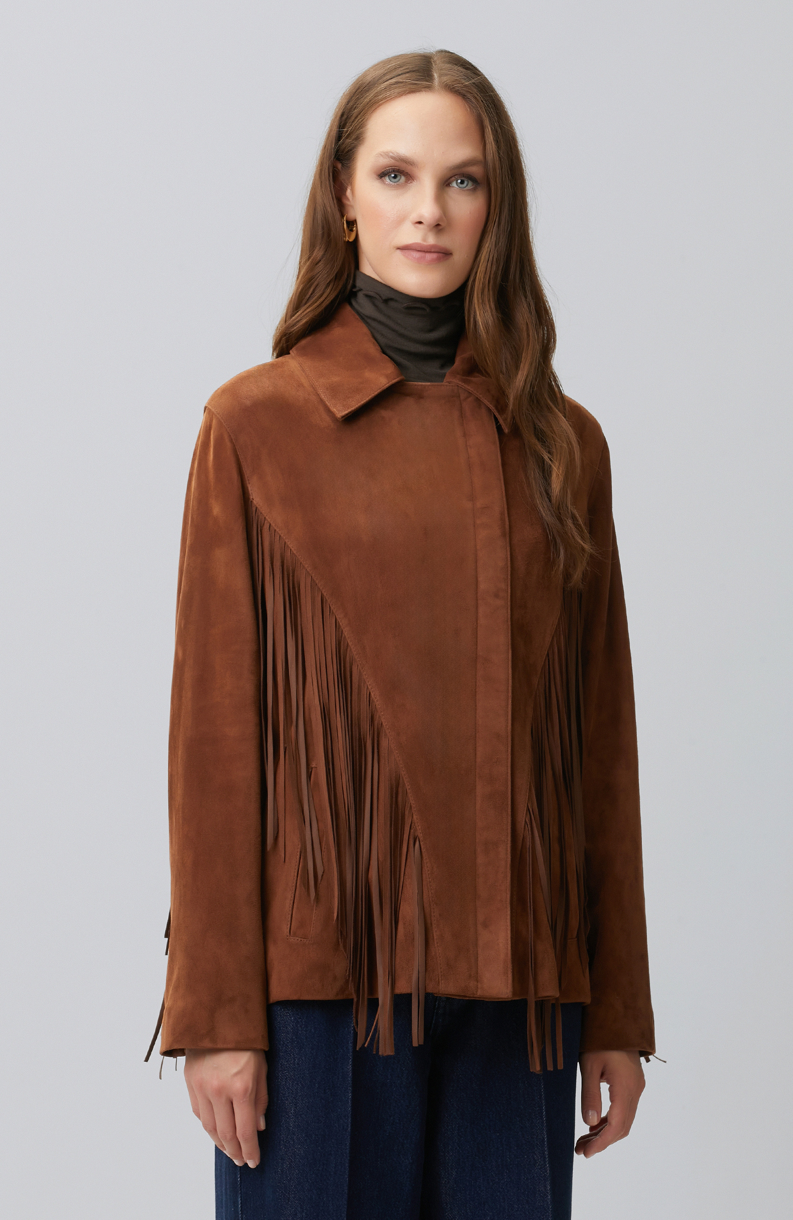 Camel Limited Püskül Detaylı Süet Deri Mont