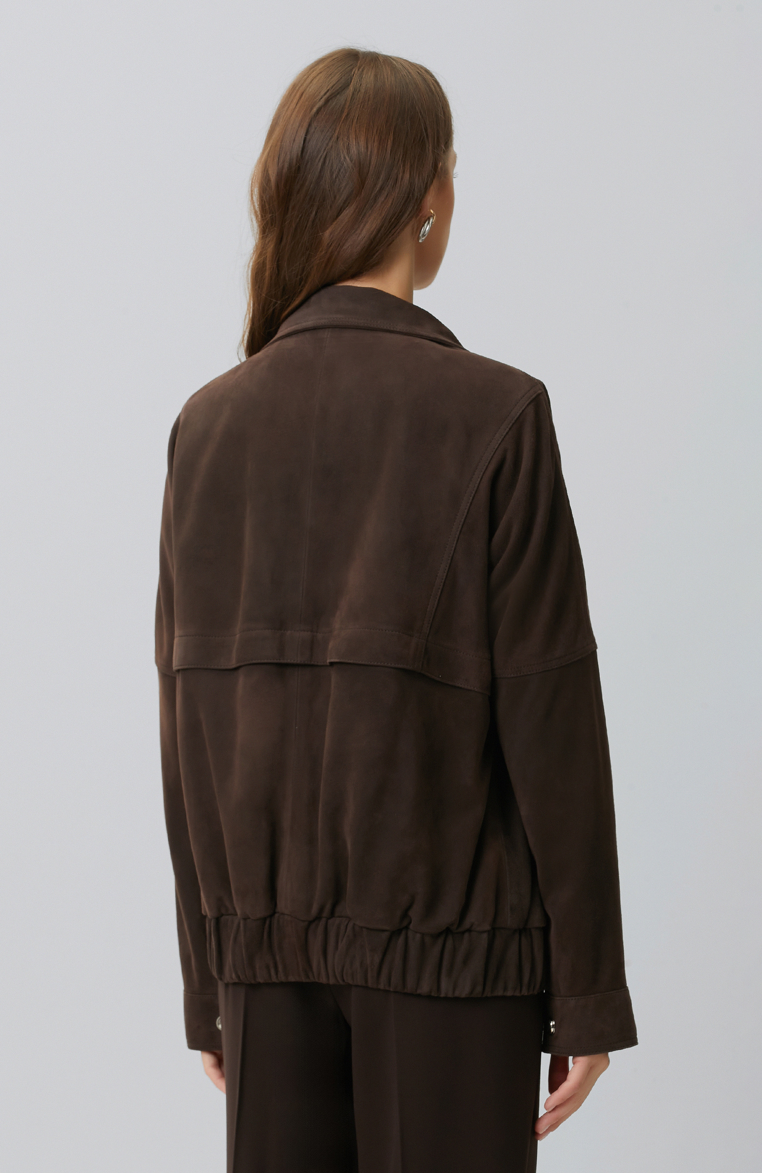 Limited Kahverengi Süet Deri Bomber Mont