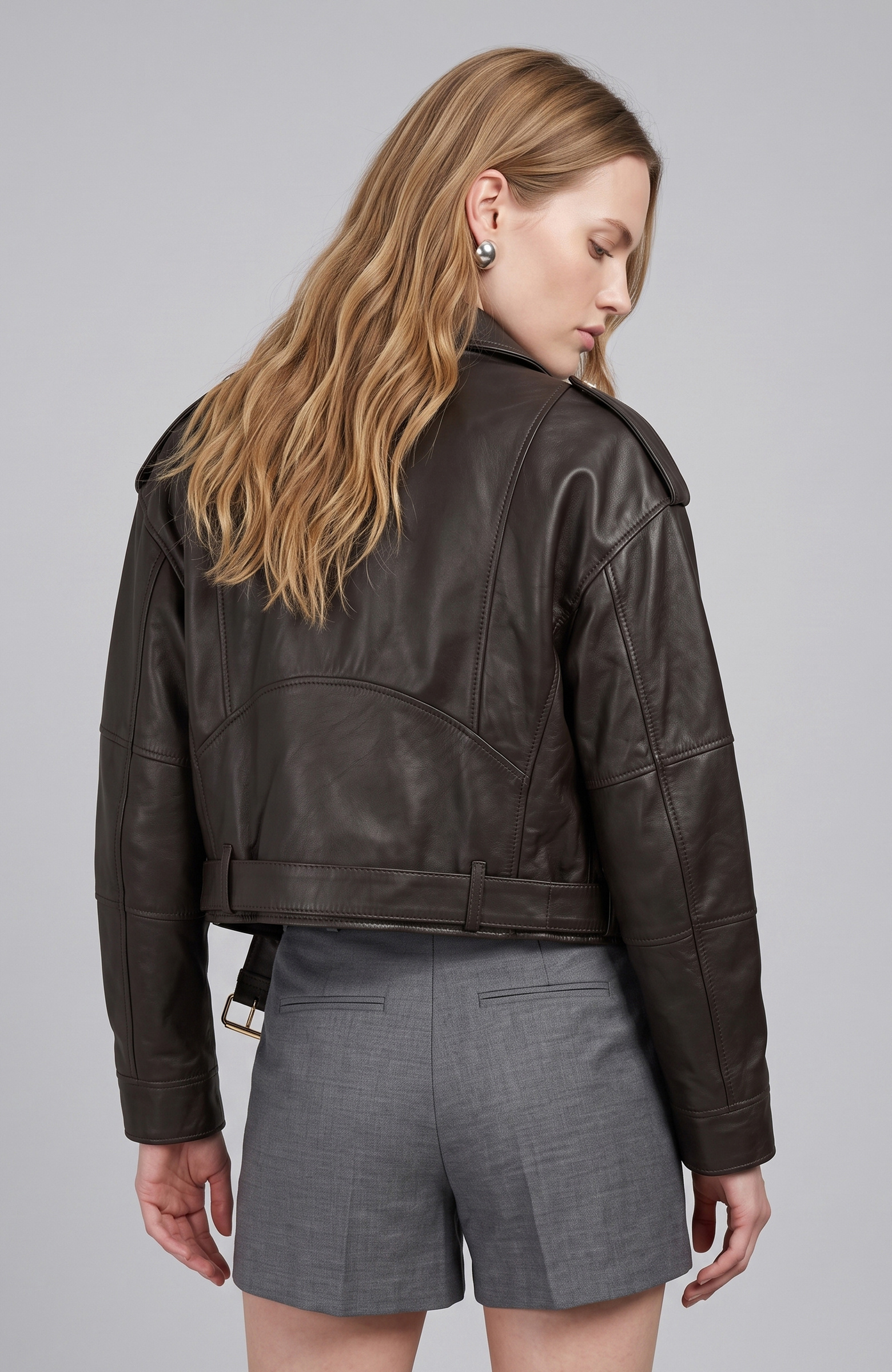 Kahverengi Biker Deri Mont