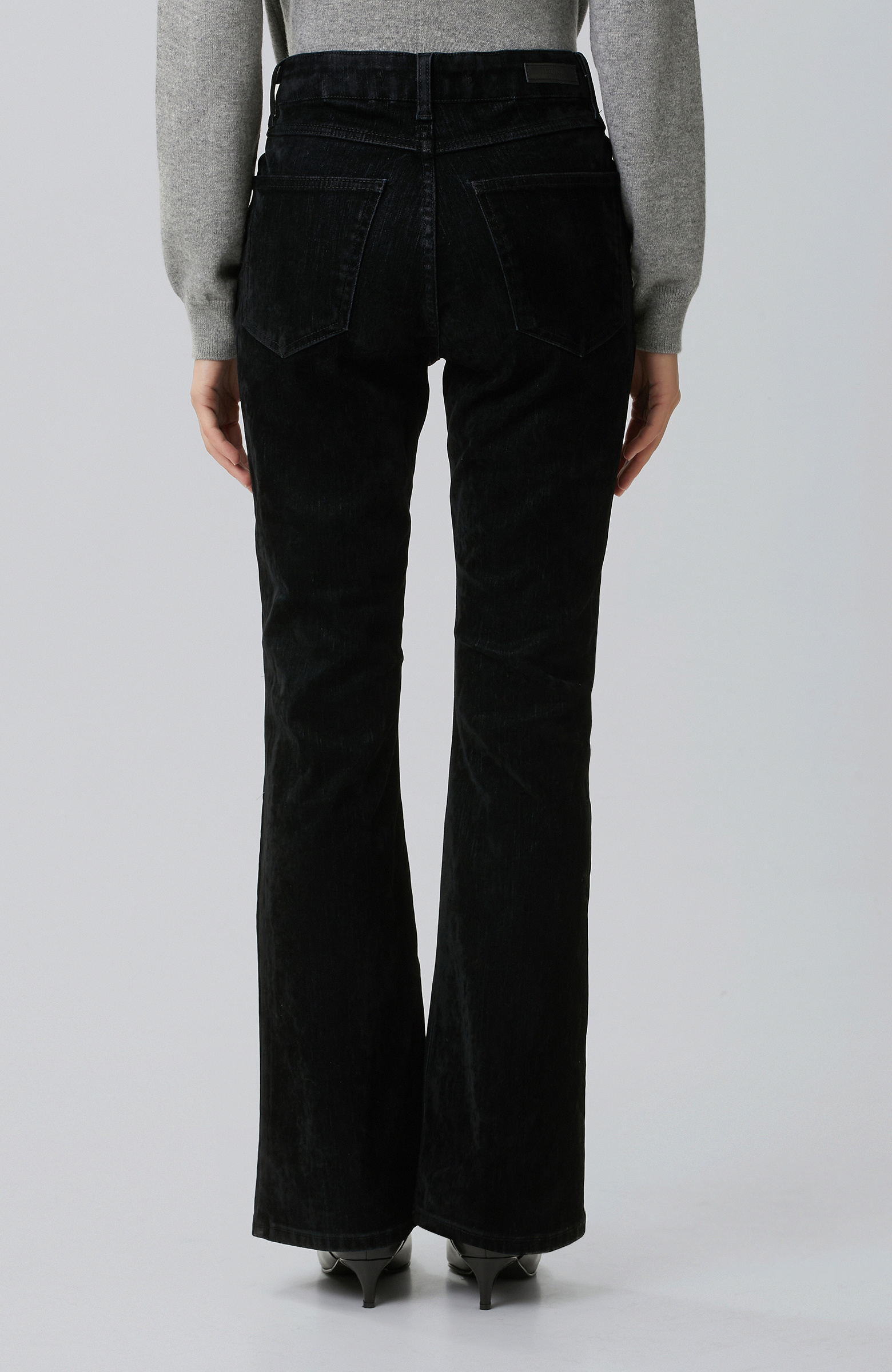 Siyah Flok Baskılı Denim Pantolon