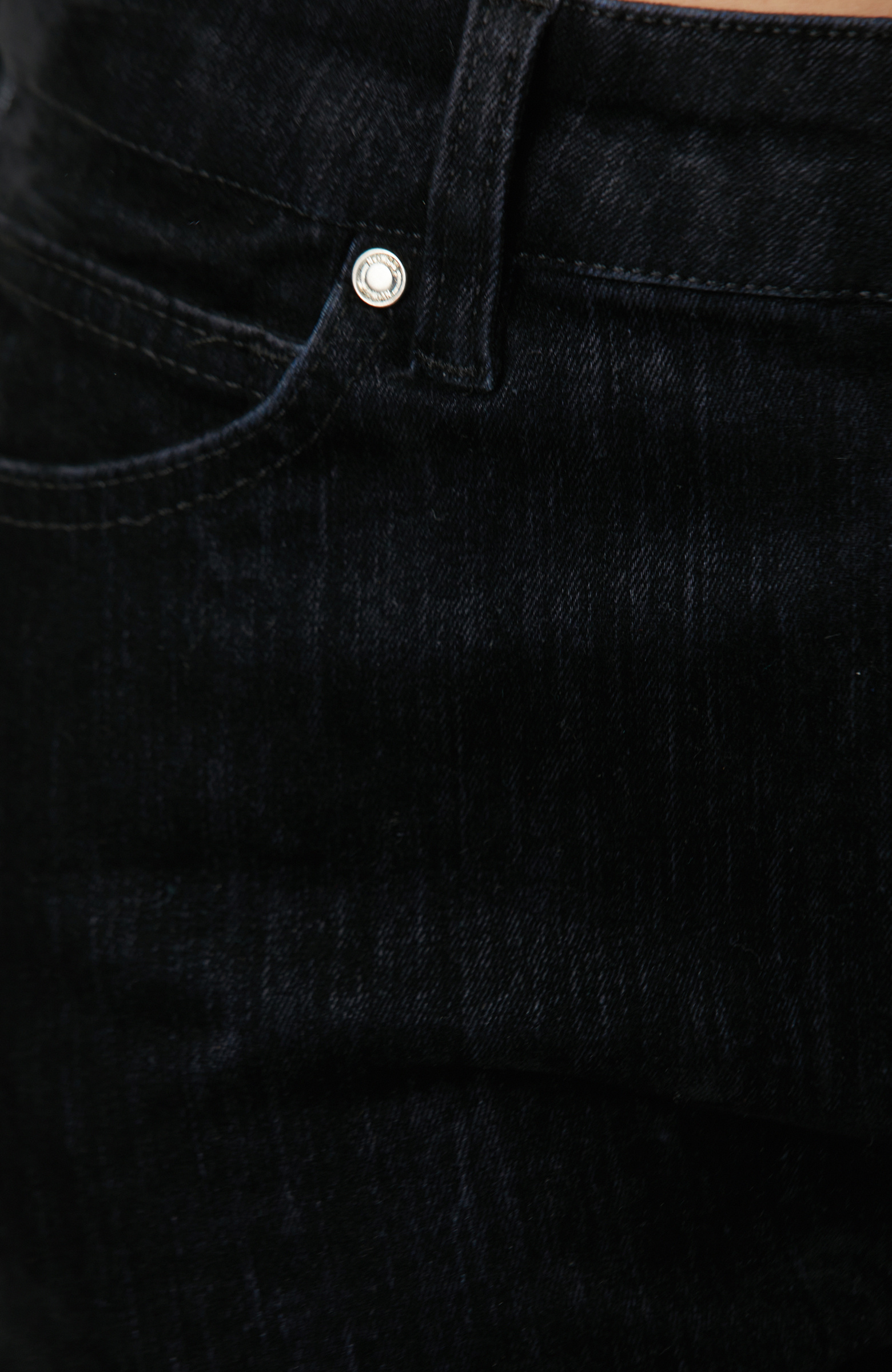 Siyah Flok Baskılı Denim Pantolon