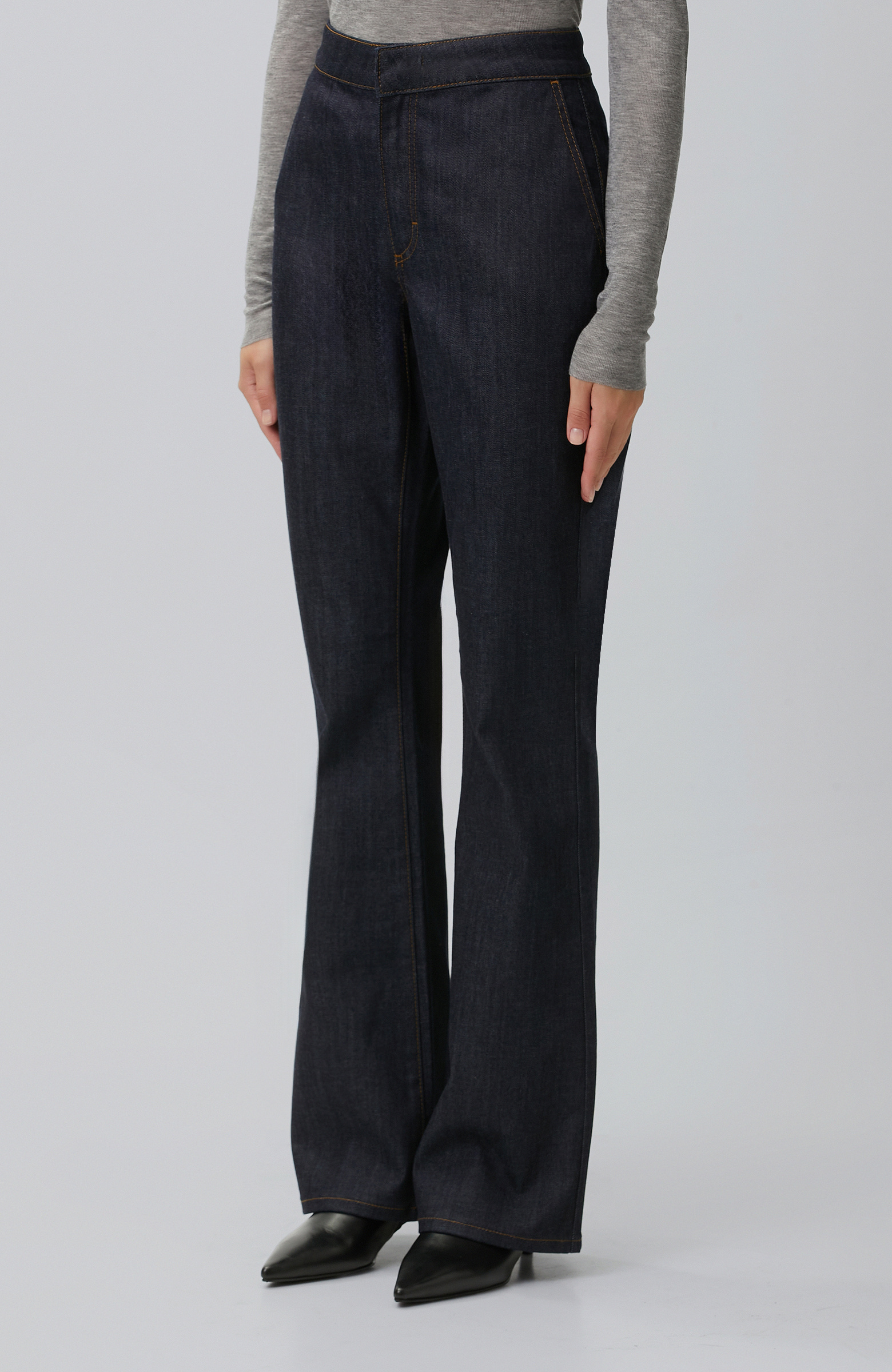 Koyu Indigo Mavi Flare Denim Pantolon