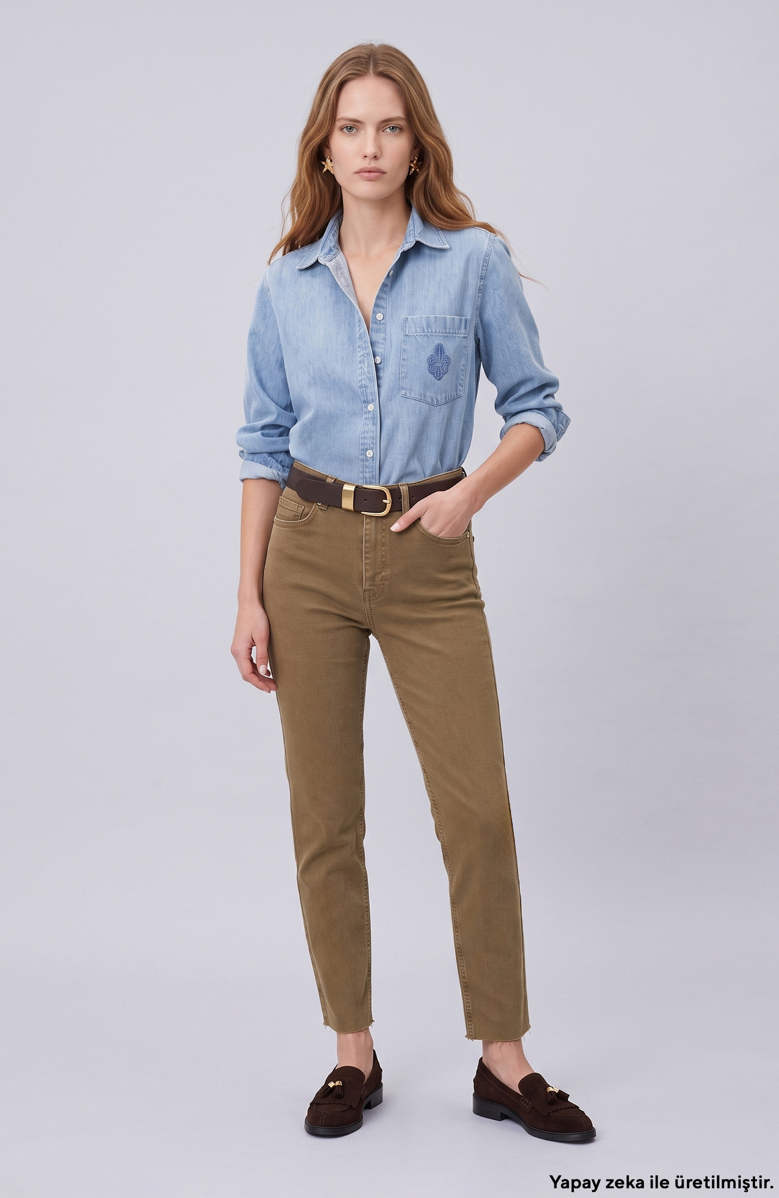 Bej Denim Pantolon