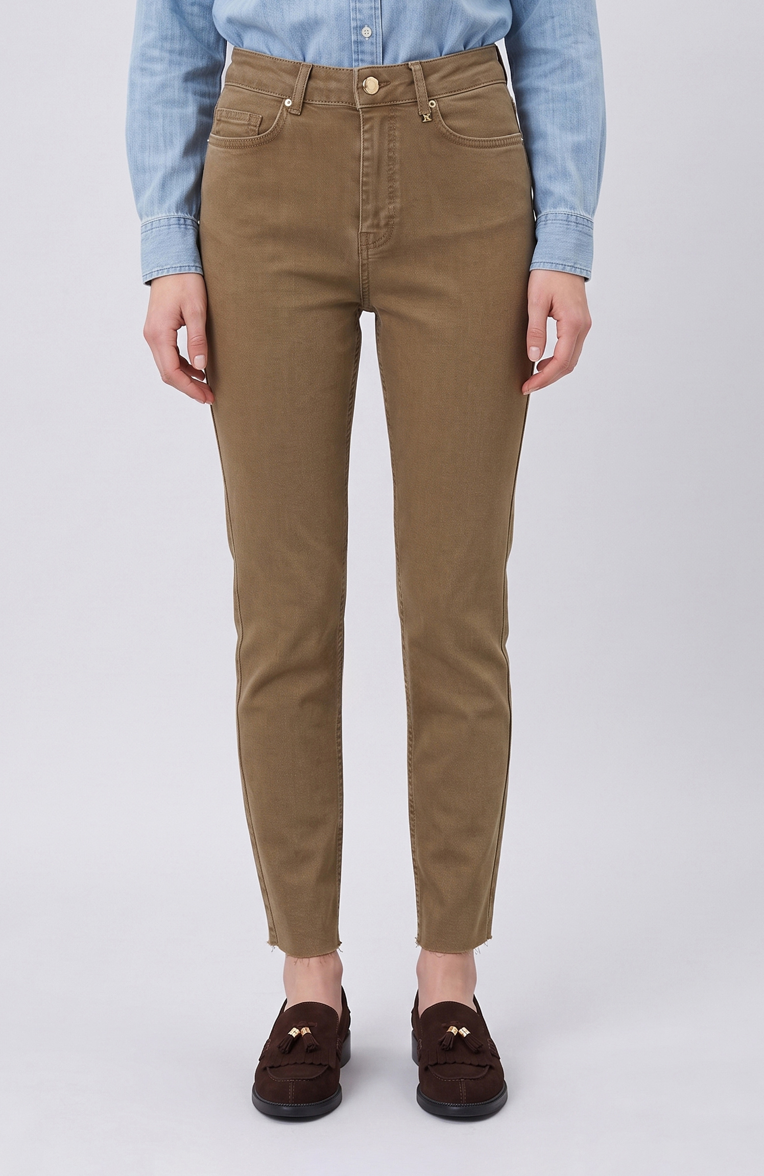 Bej Denim Pantolon