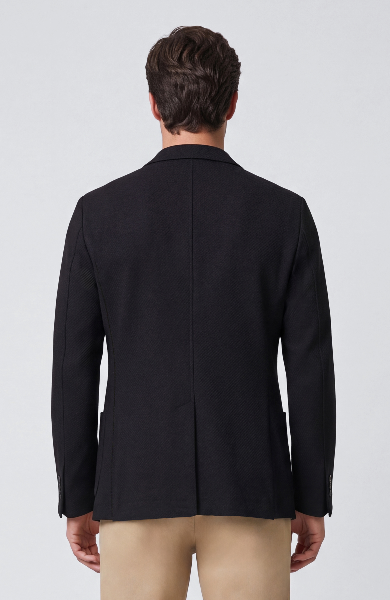 Slim Fit Siyah Diyagonal Desen Yün Mix Ceket