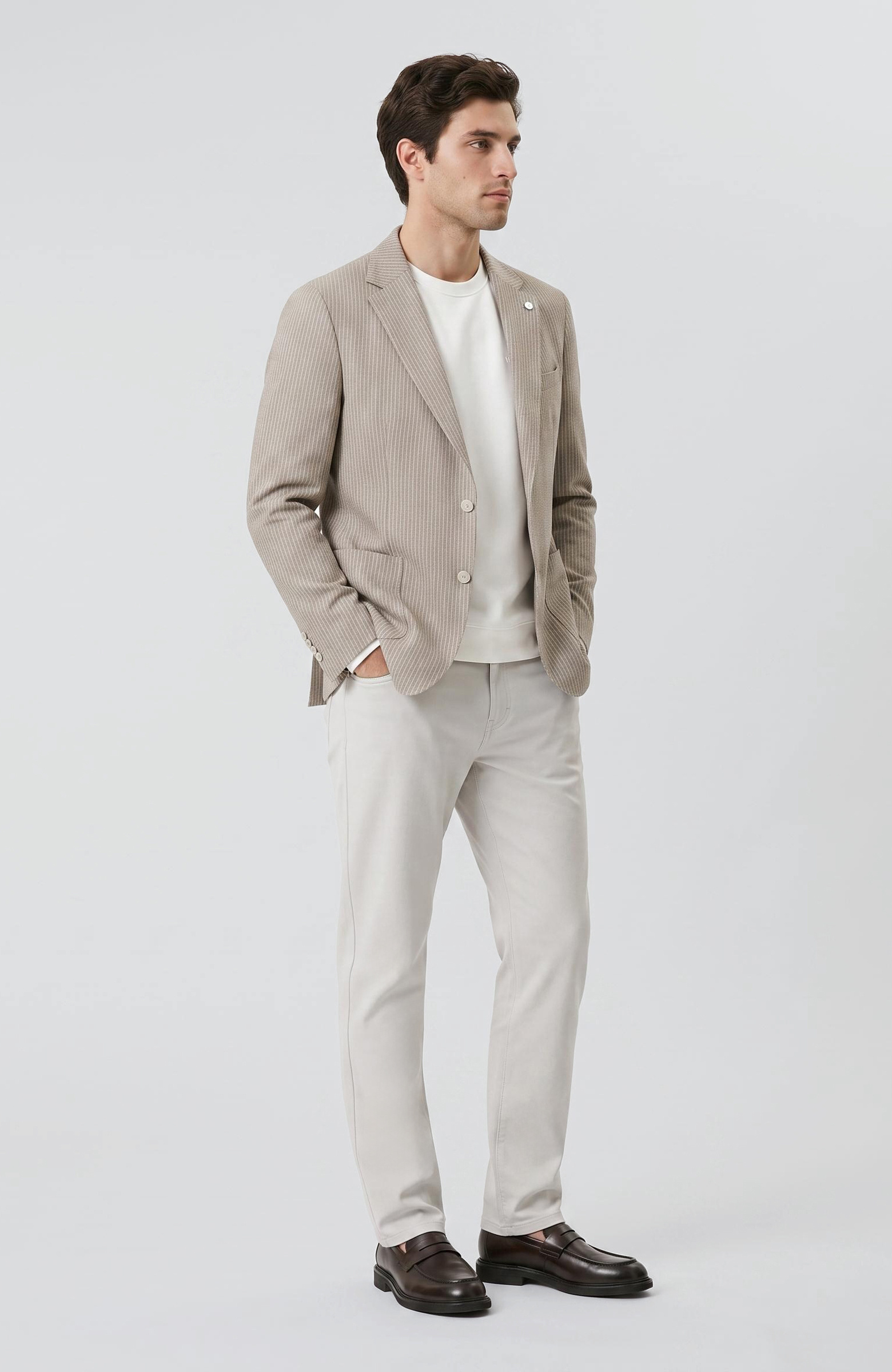 Slim Fit Vizon Mono Yaka Desenli Ceket