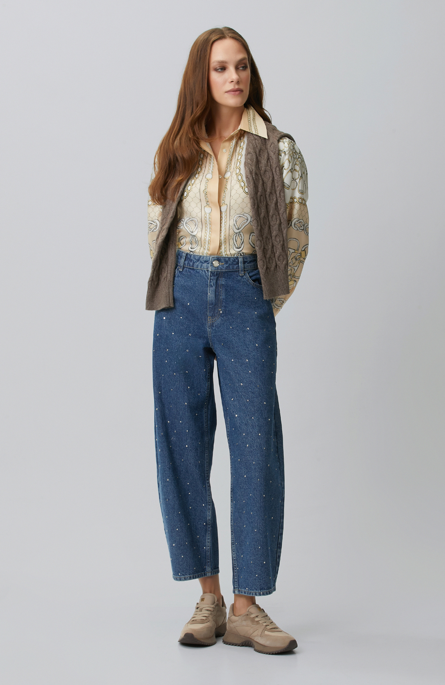 İndigo Barrel Fit Denim Pantolon
