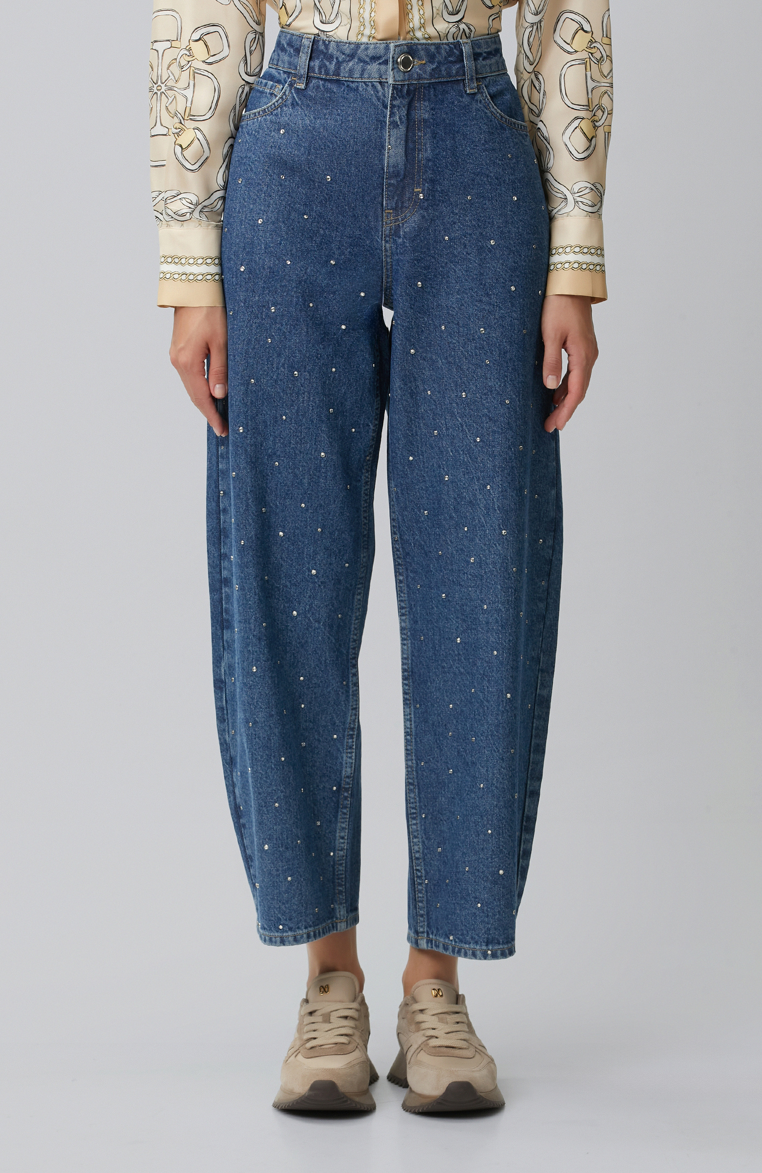 İndigo Barrel Fit Denim Pantolon