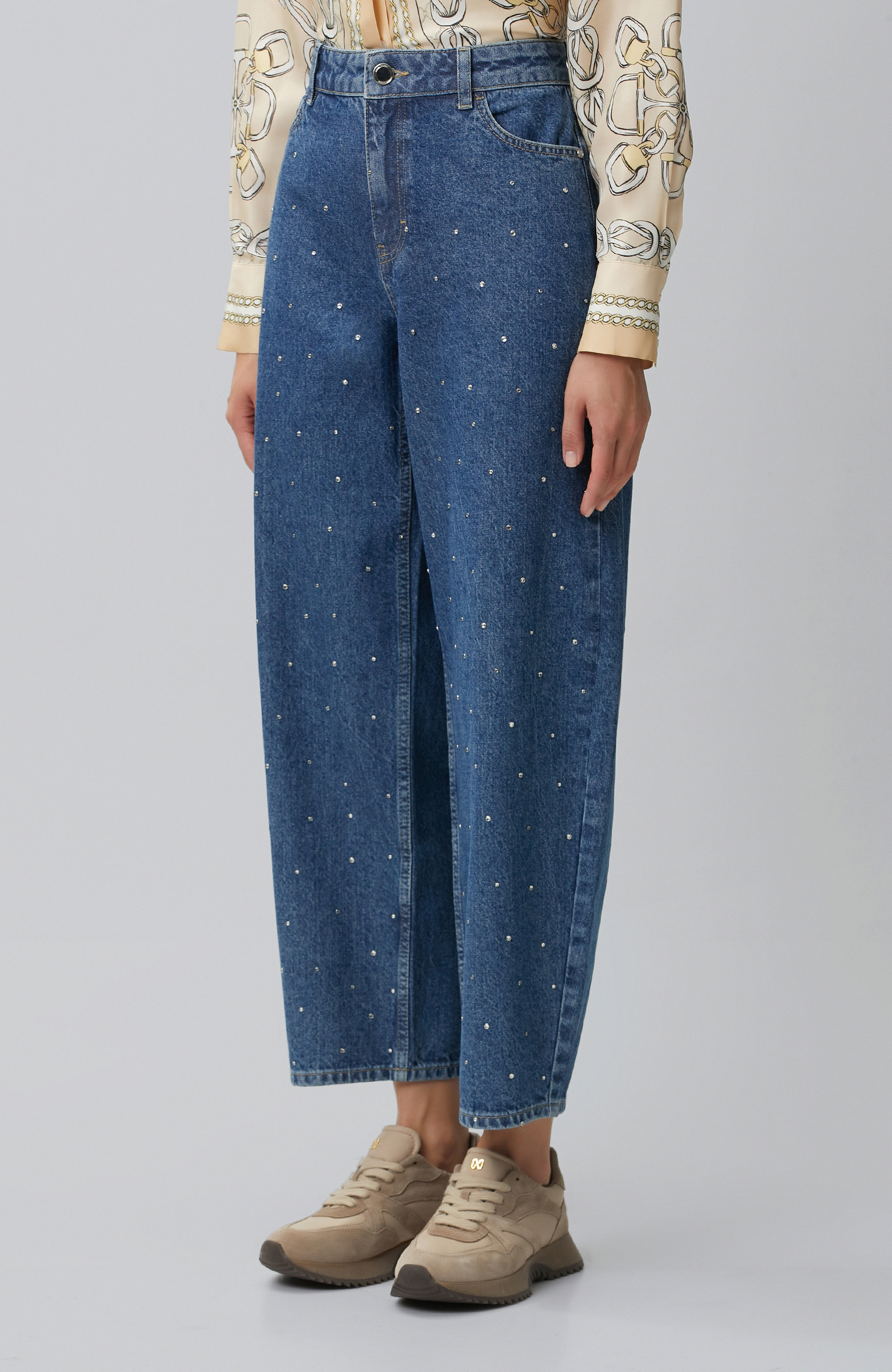 İndigo Barrel Fit Denim Pantolon
