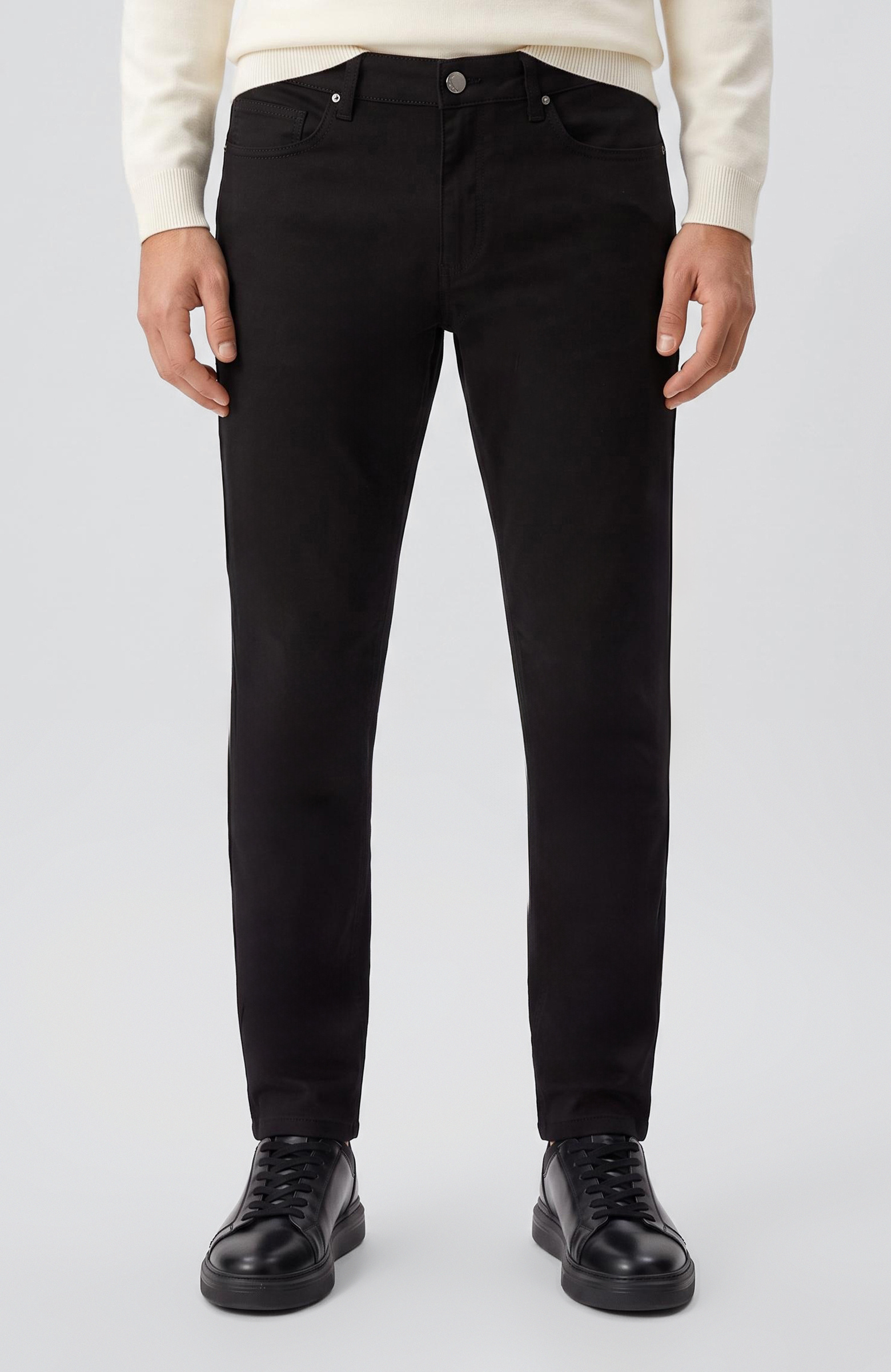 Siyah Armür Desen Casual Pantolon