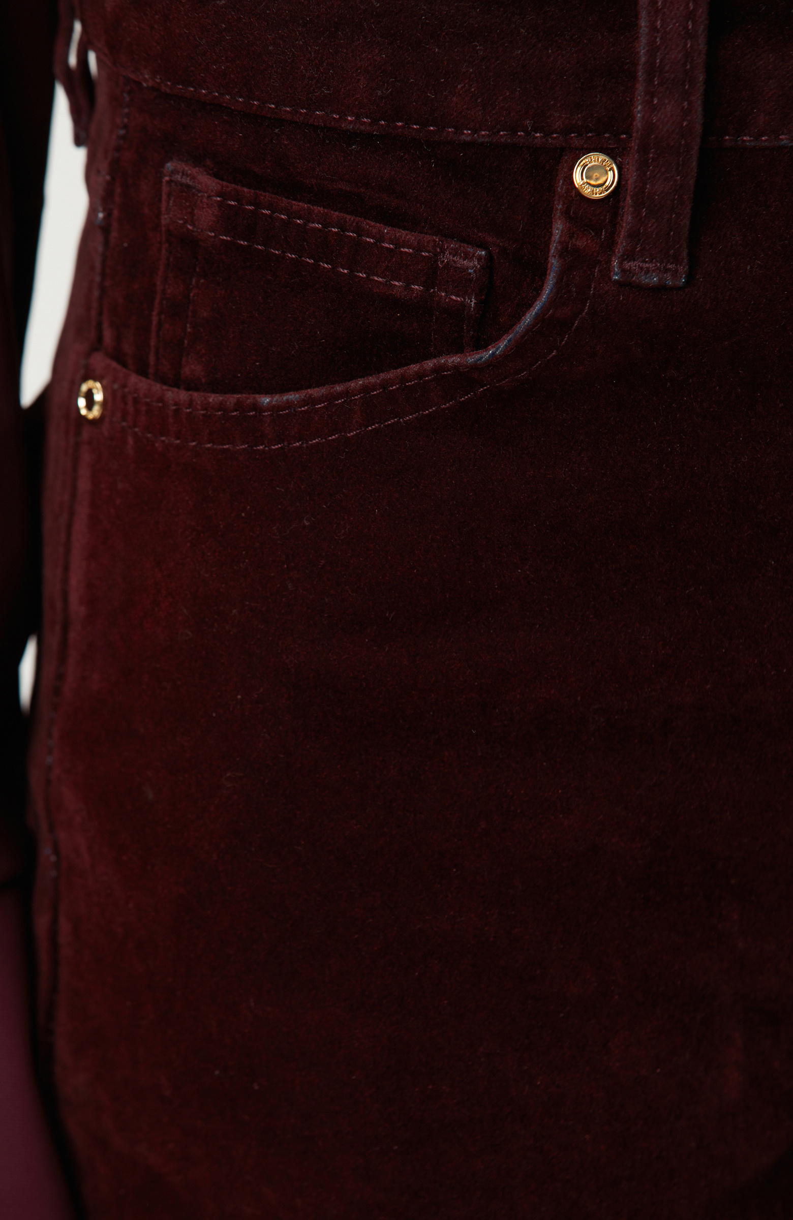 Bordo Straight Fit Kadife Denim Pantolon