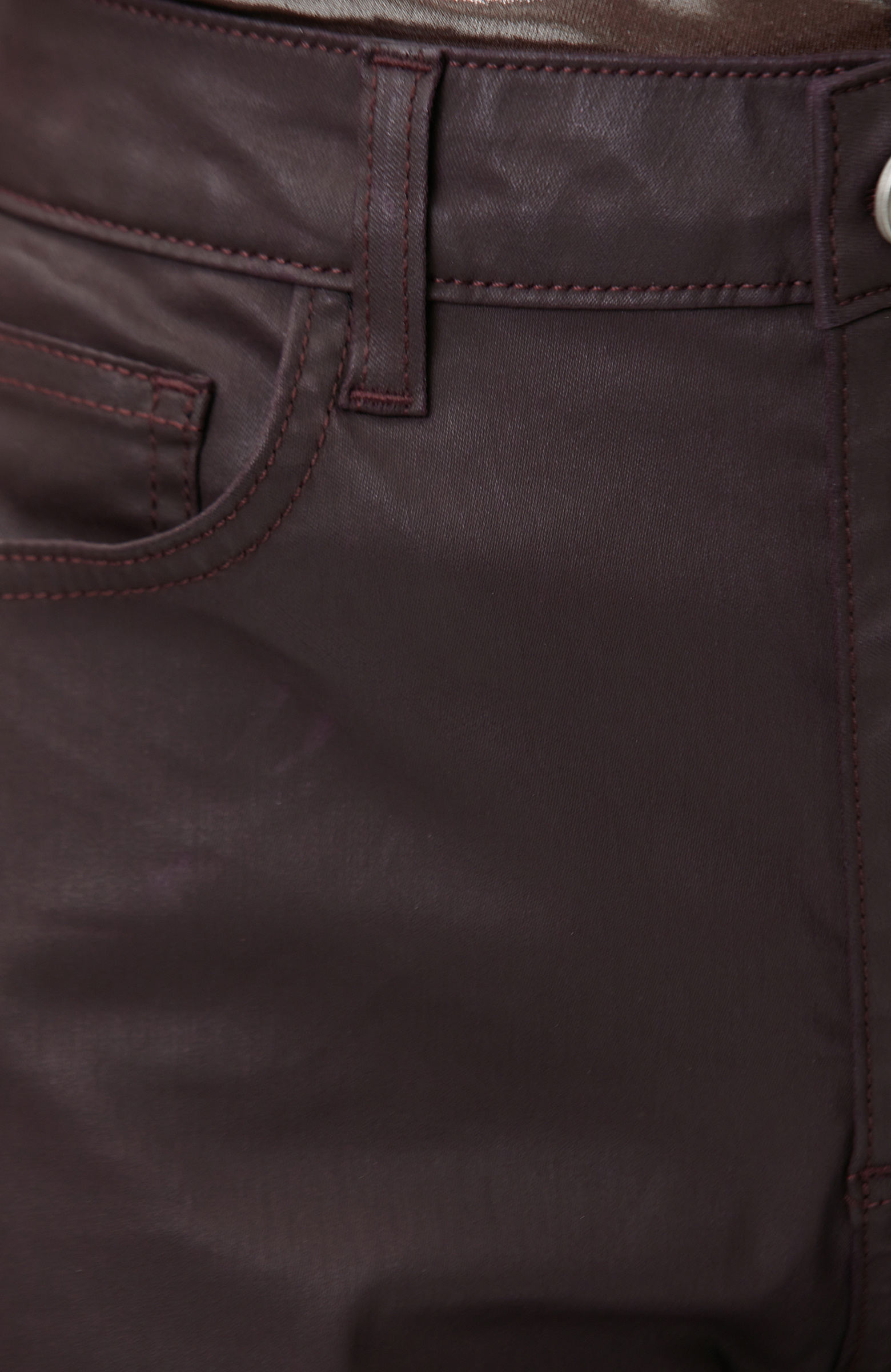 Mürdüm Kaplamalı Ütü İzli Flare Denim Pantolon