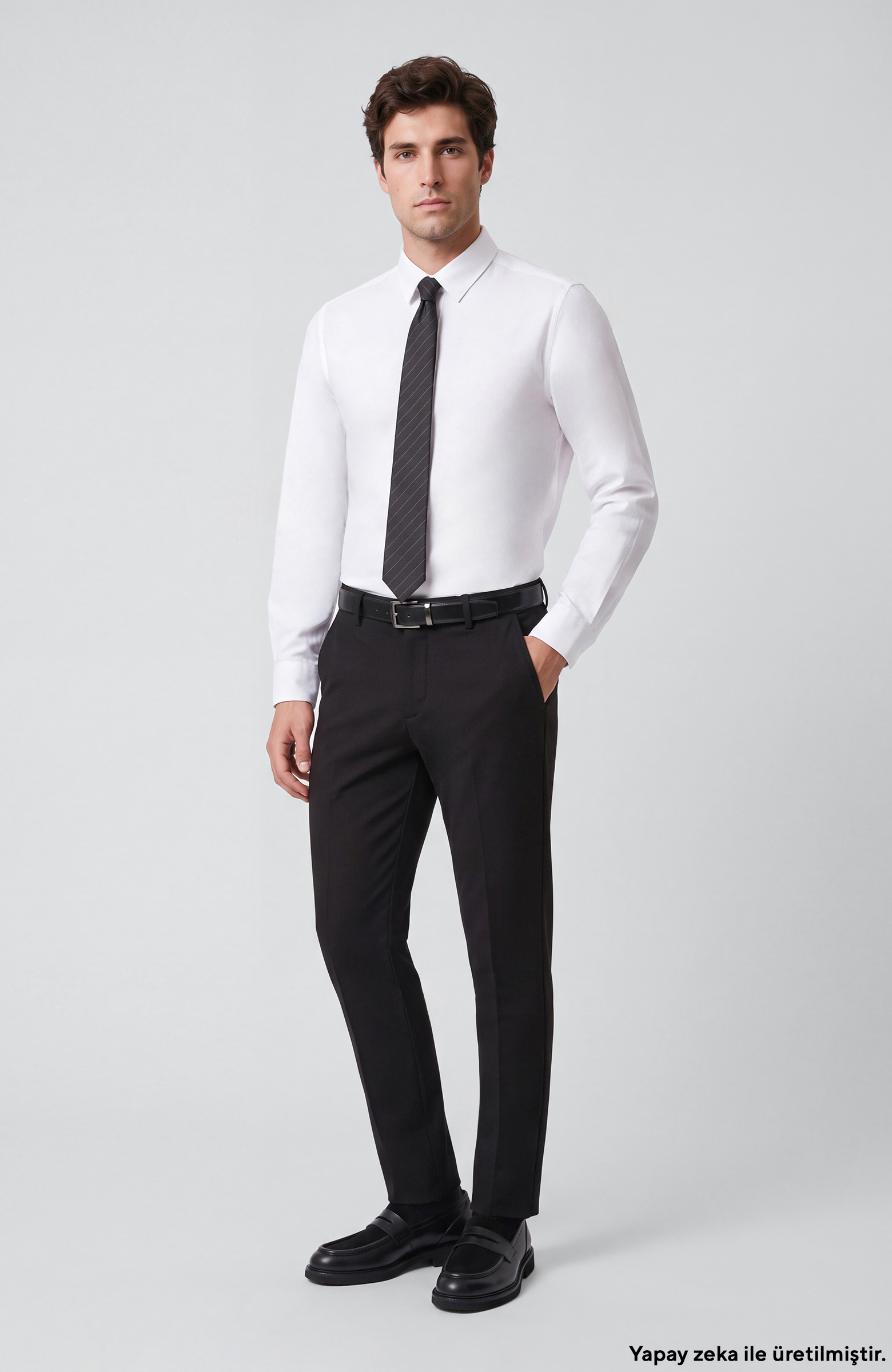 Siyah Slim Fit Düz Dokuma Pantolon