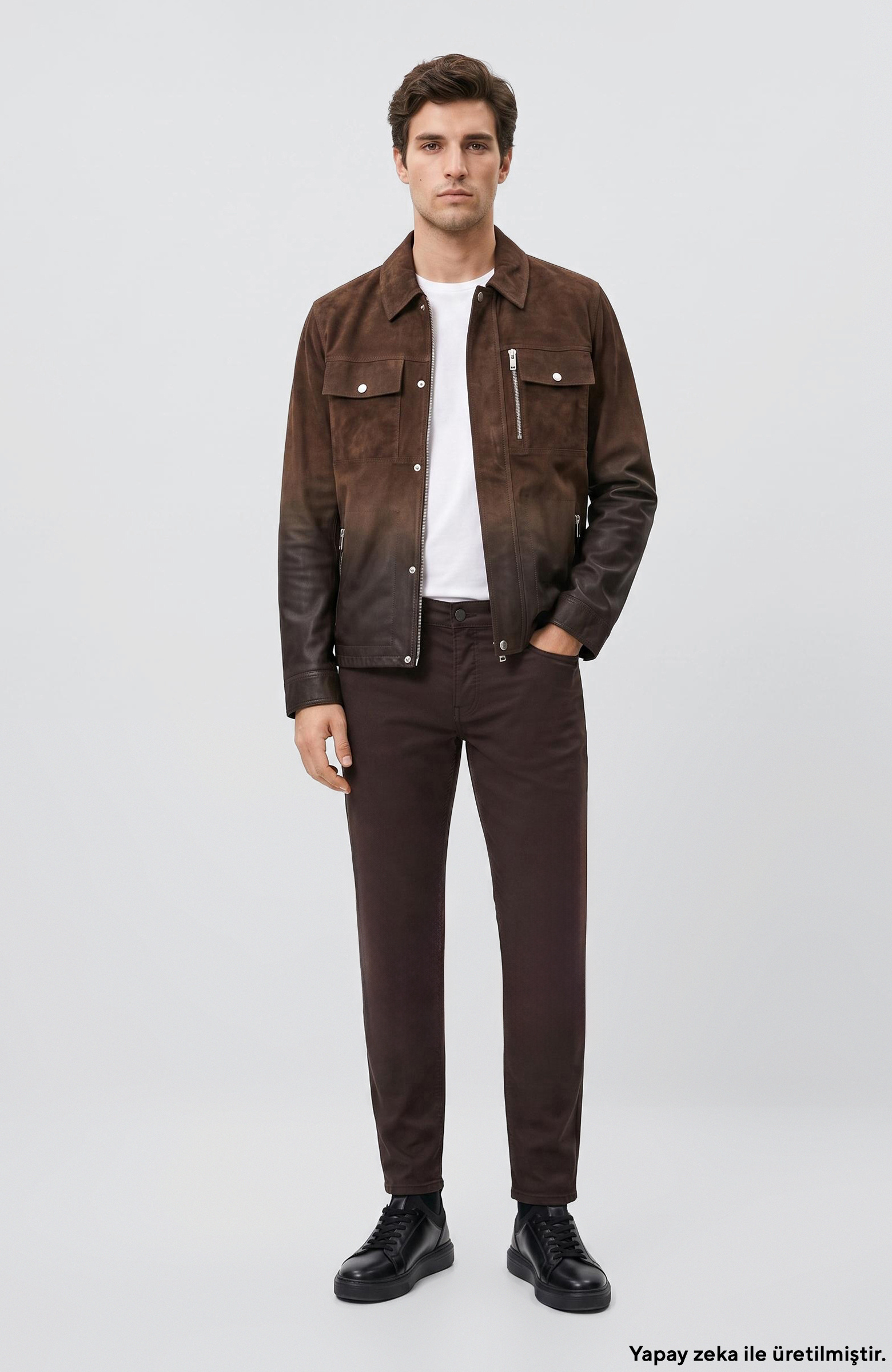 Acı Kahve Armür Desen Casual Pantolon