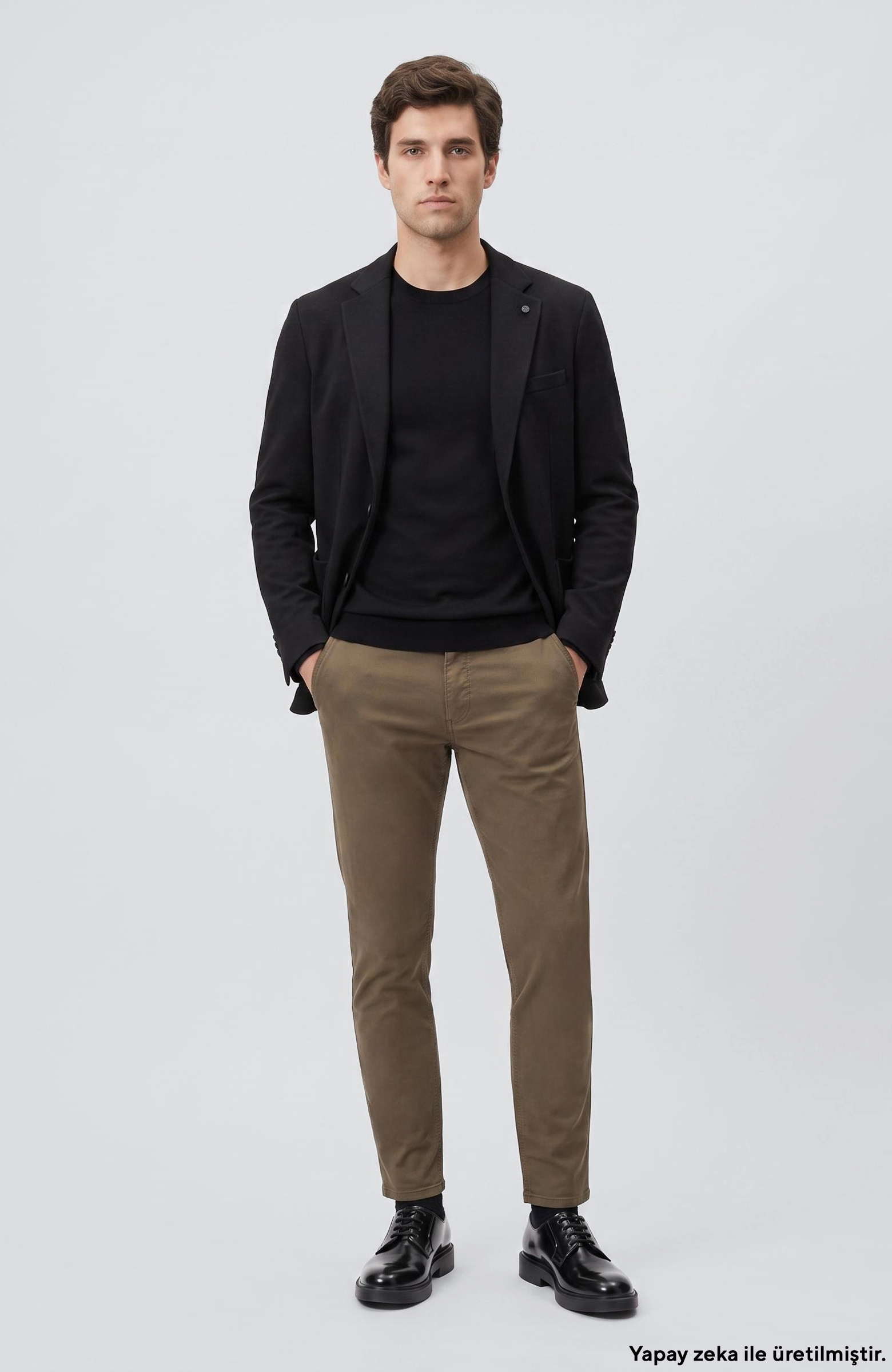 Koyu Haki Armür Desen Casual Pantolon