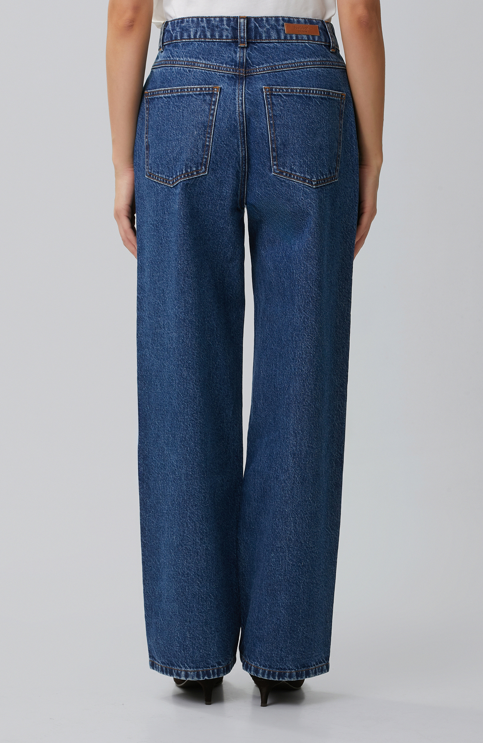 İndigo Wide Straight Denim Pantolon