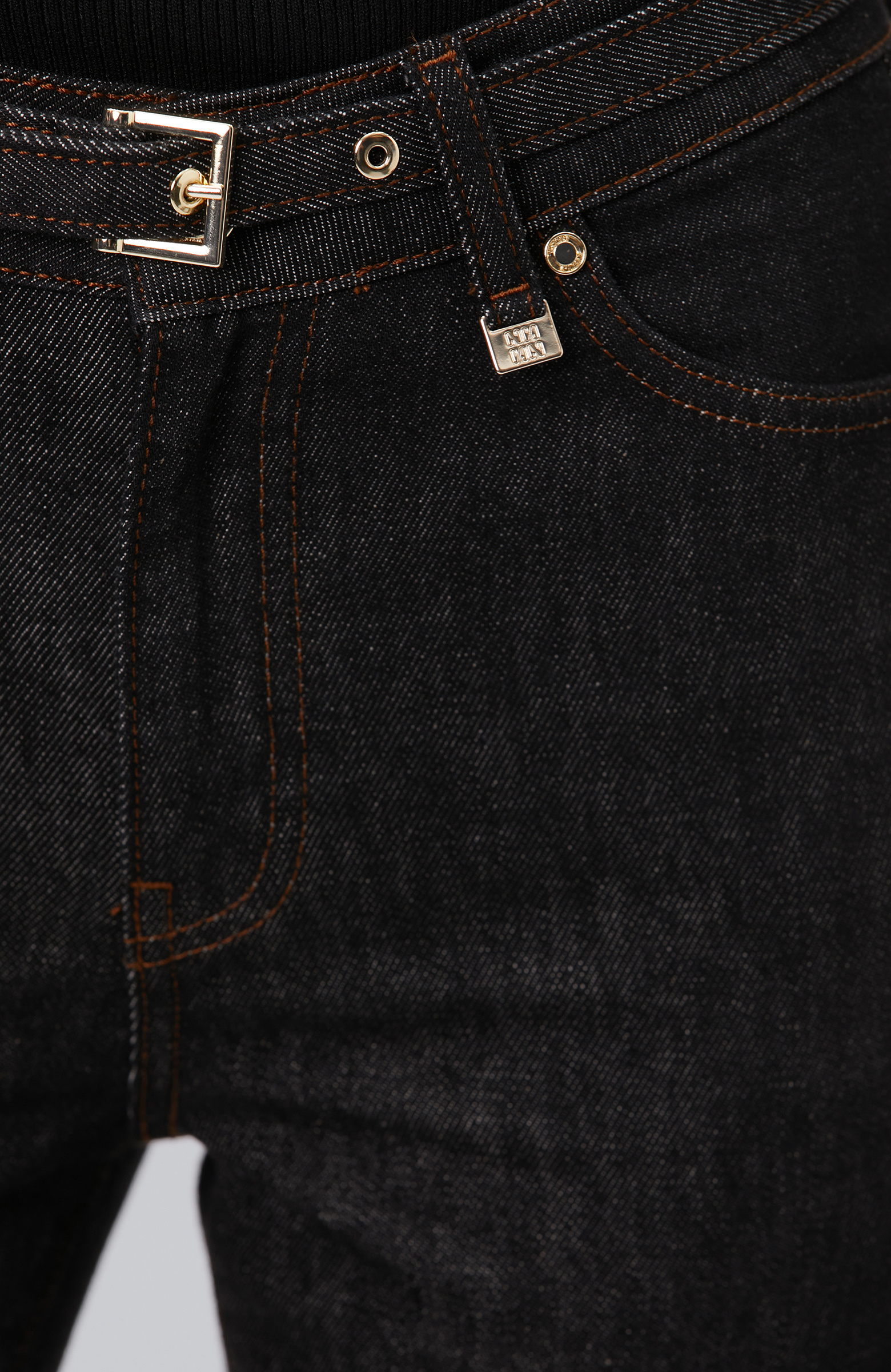 Antrasit Flare Kalıp Kemerli Denim Pantolon