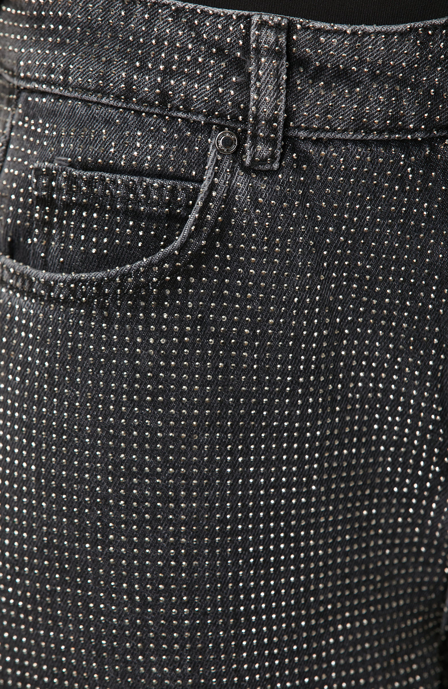 Antrasit Wide Leg Baskılı Denim Pantolon