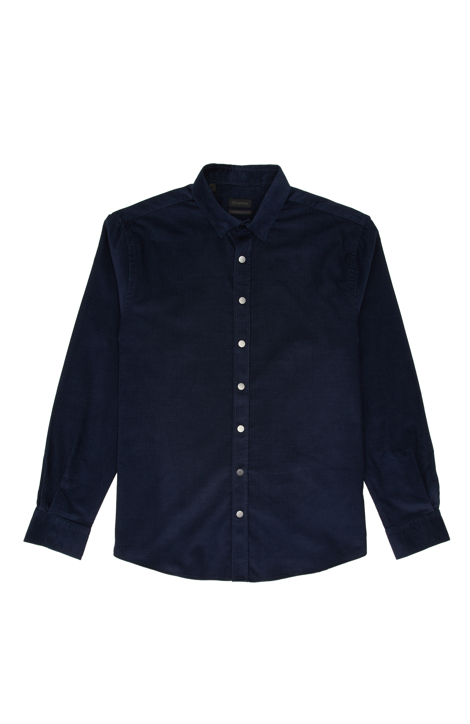 Slim Fit Lacivert Fitilli Kadife Cotton Gömlek