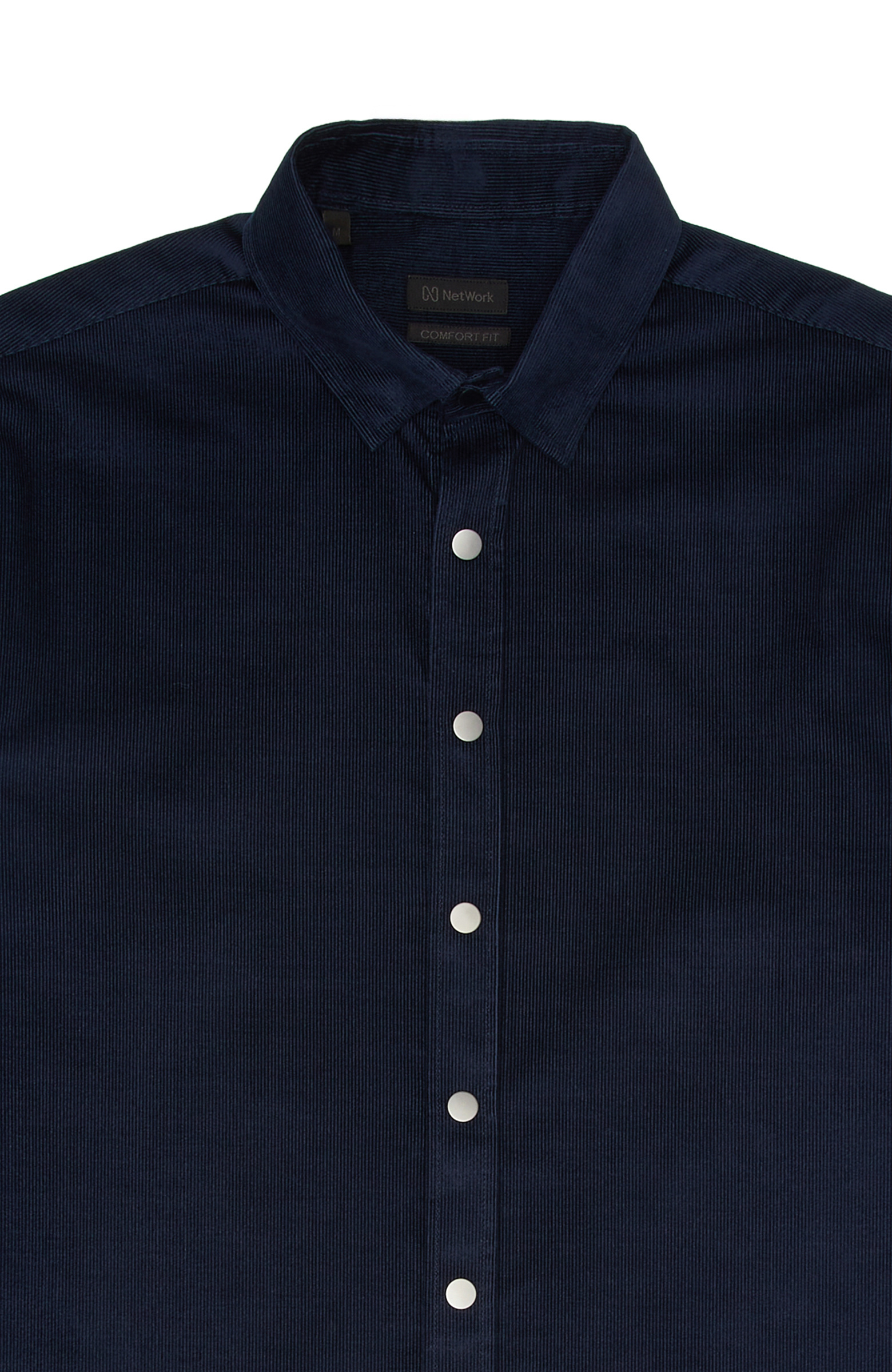 Slim Fit Lacivert Fitilli Kadife Cotton Gömlek