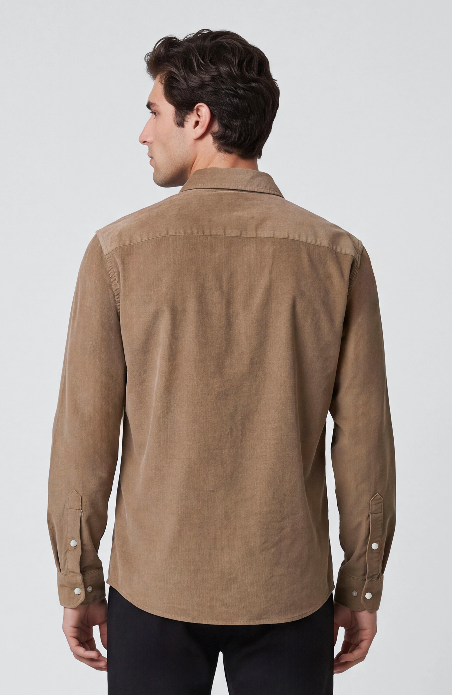 Slim Fit Vizon Pamuklu Fitilli Kadife Gömlek