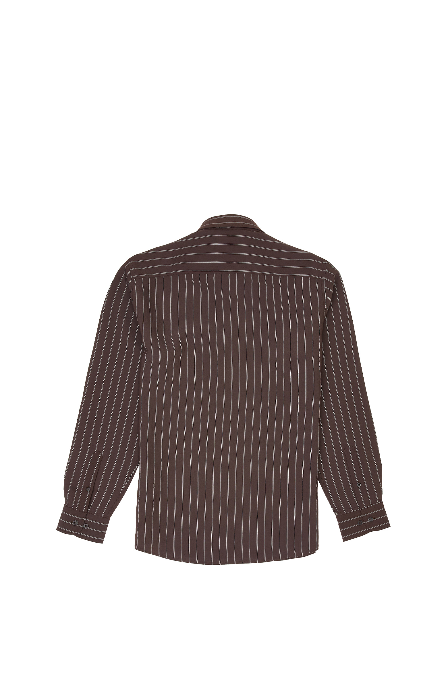 Slim Fit Acı Kahve Çizgili Gömlek