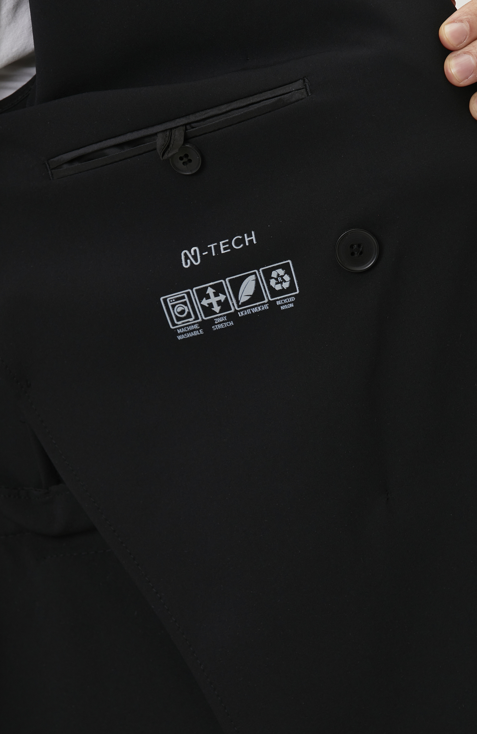 N-Tech Siyah Kruvaze Yaka Takım Elbise