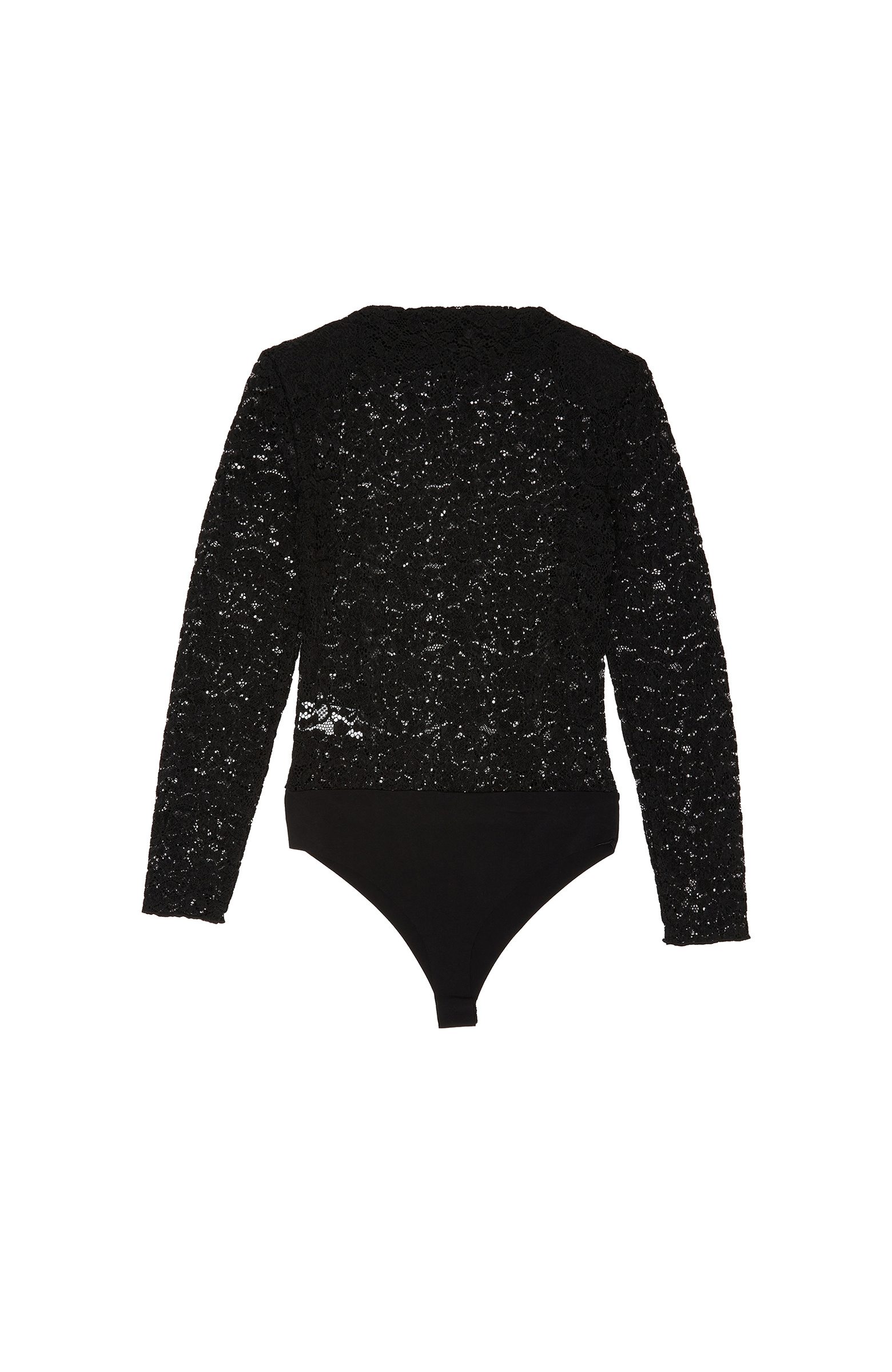 Siyah Güpür Bodysuit Örme Bluz