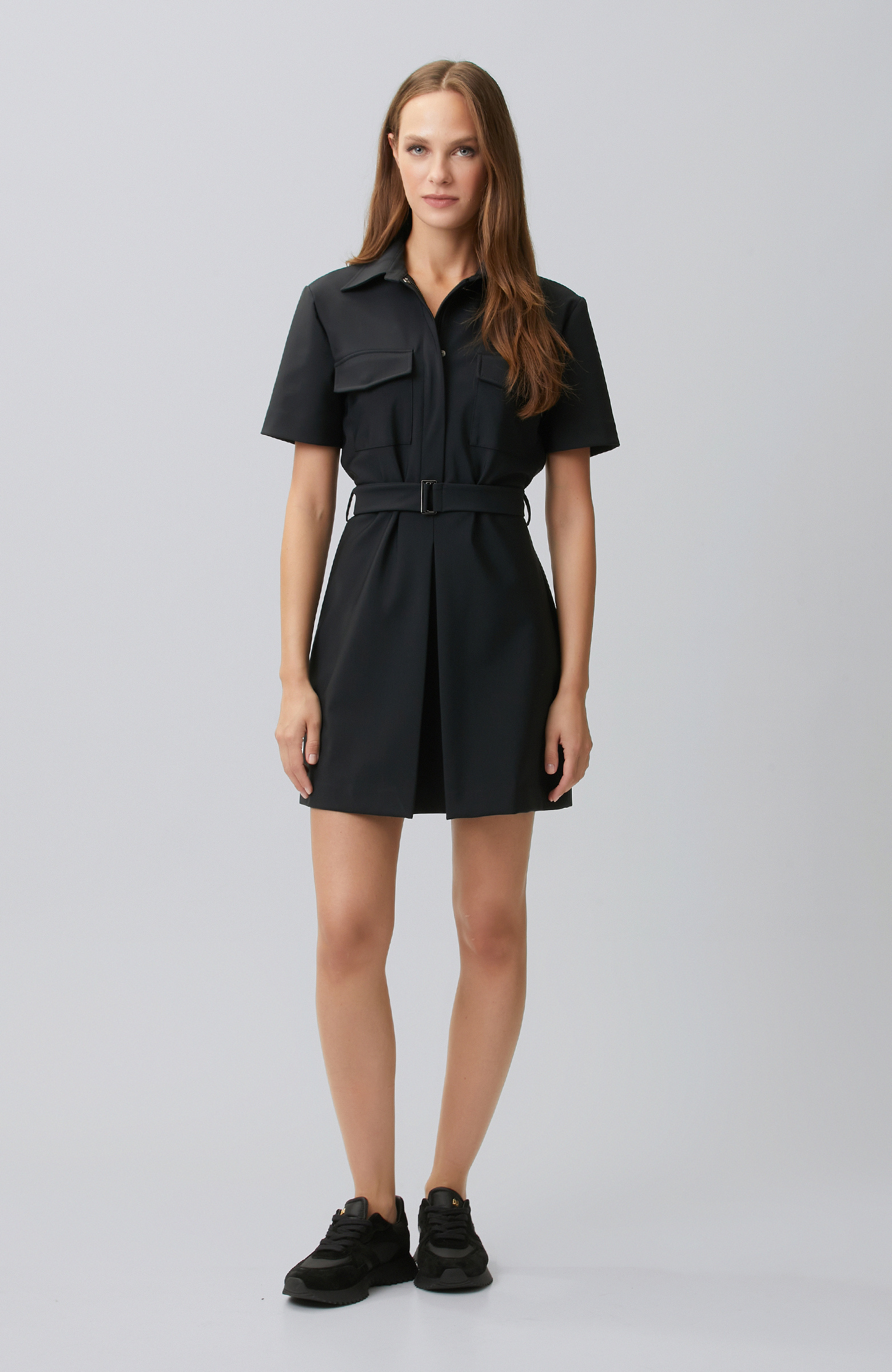 N-Tech Black Buckle Belt Detailed Dress