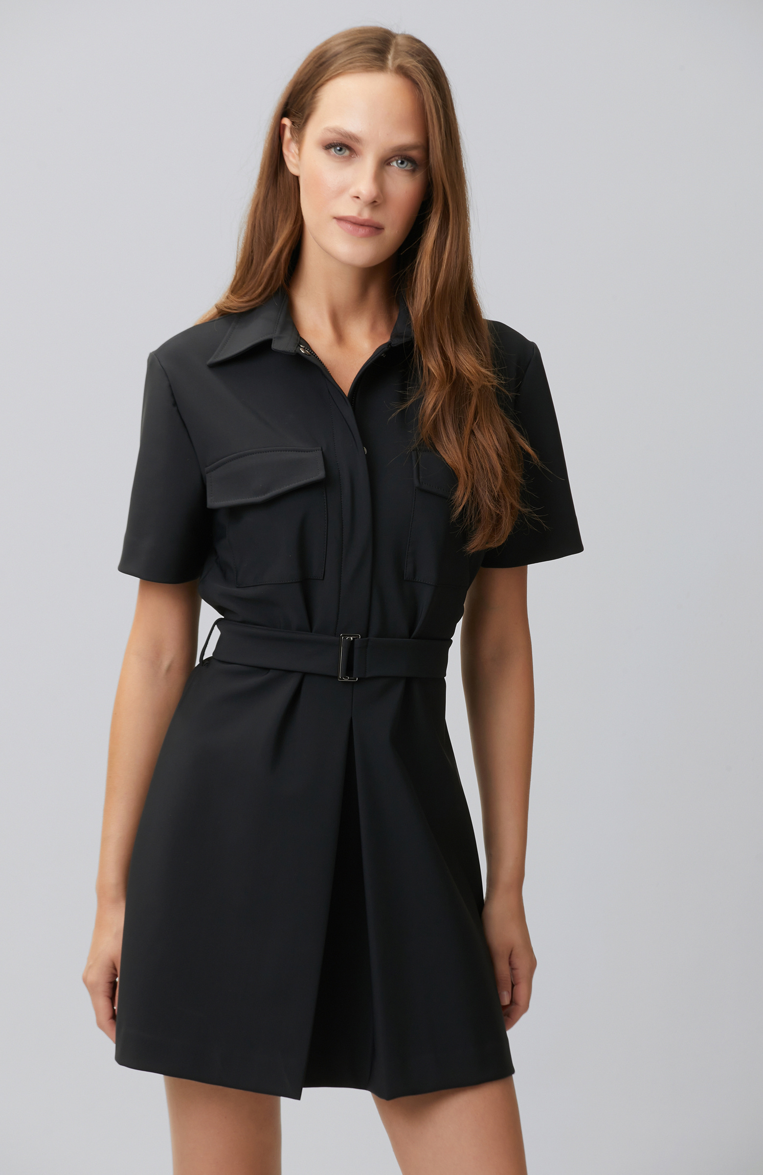 N-Tech Black Buckle Belt Detailed Dress