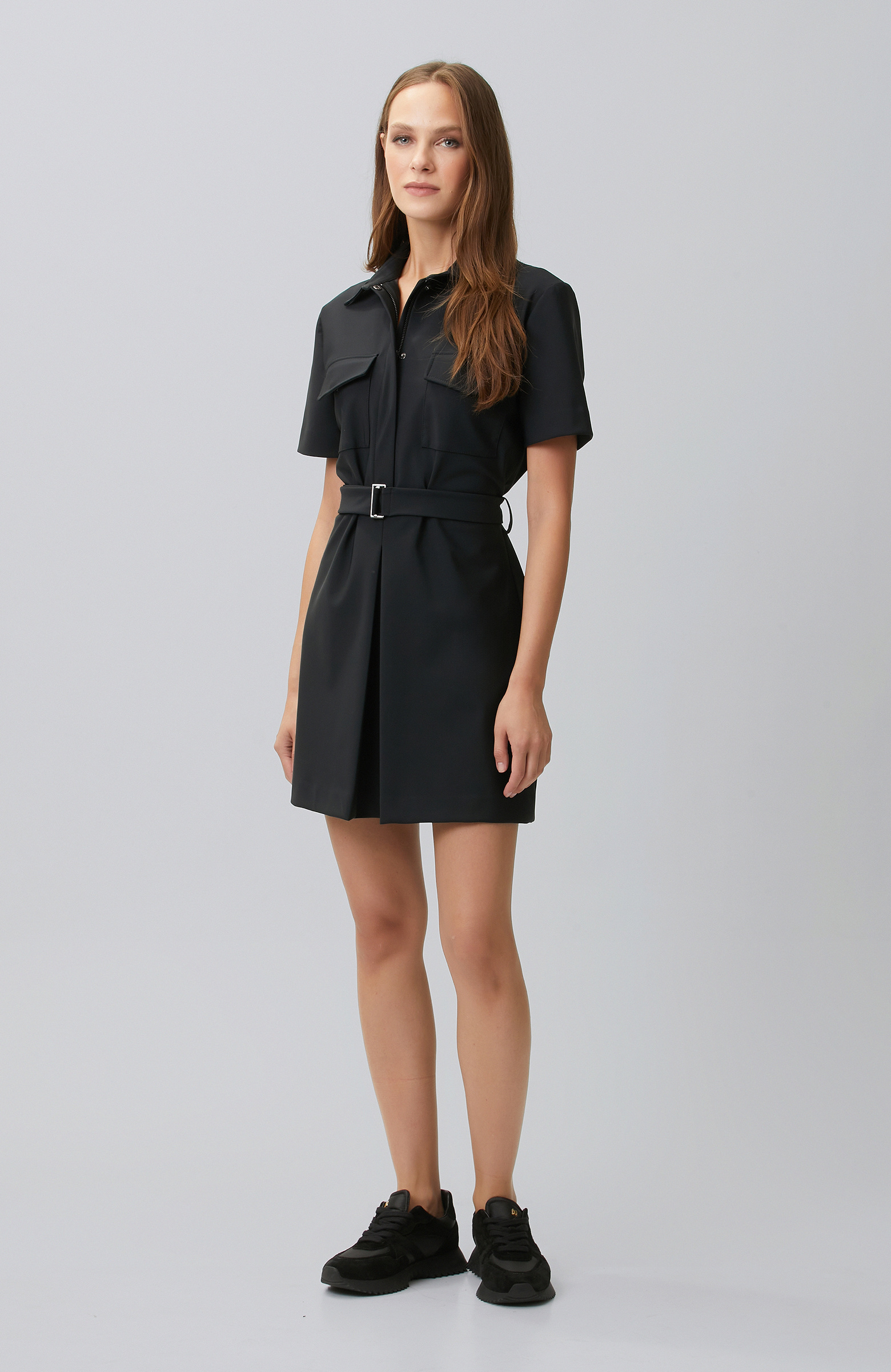 N-Tech Black Buckle Belt Detailed Dress