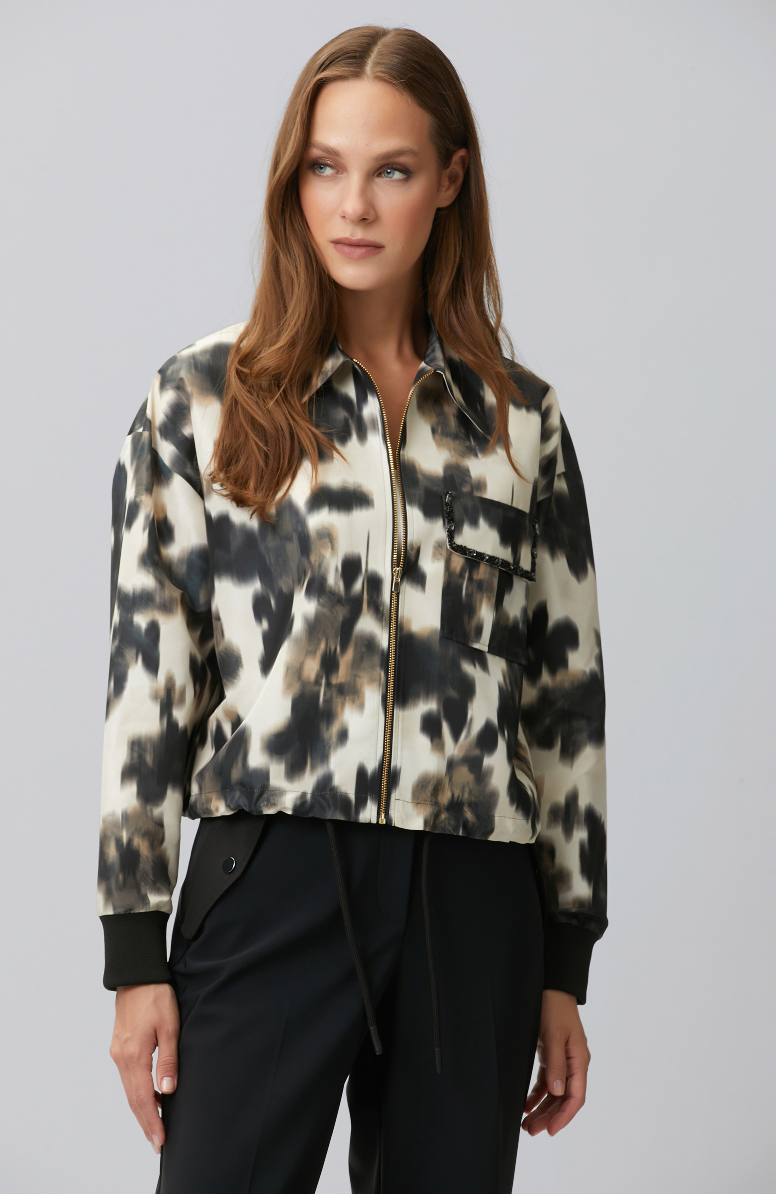 N-Tech Black Beige Rib Detailed Outer Shirt