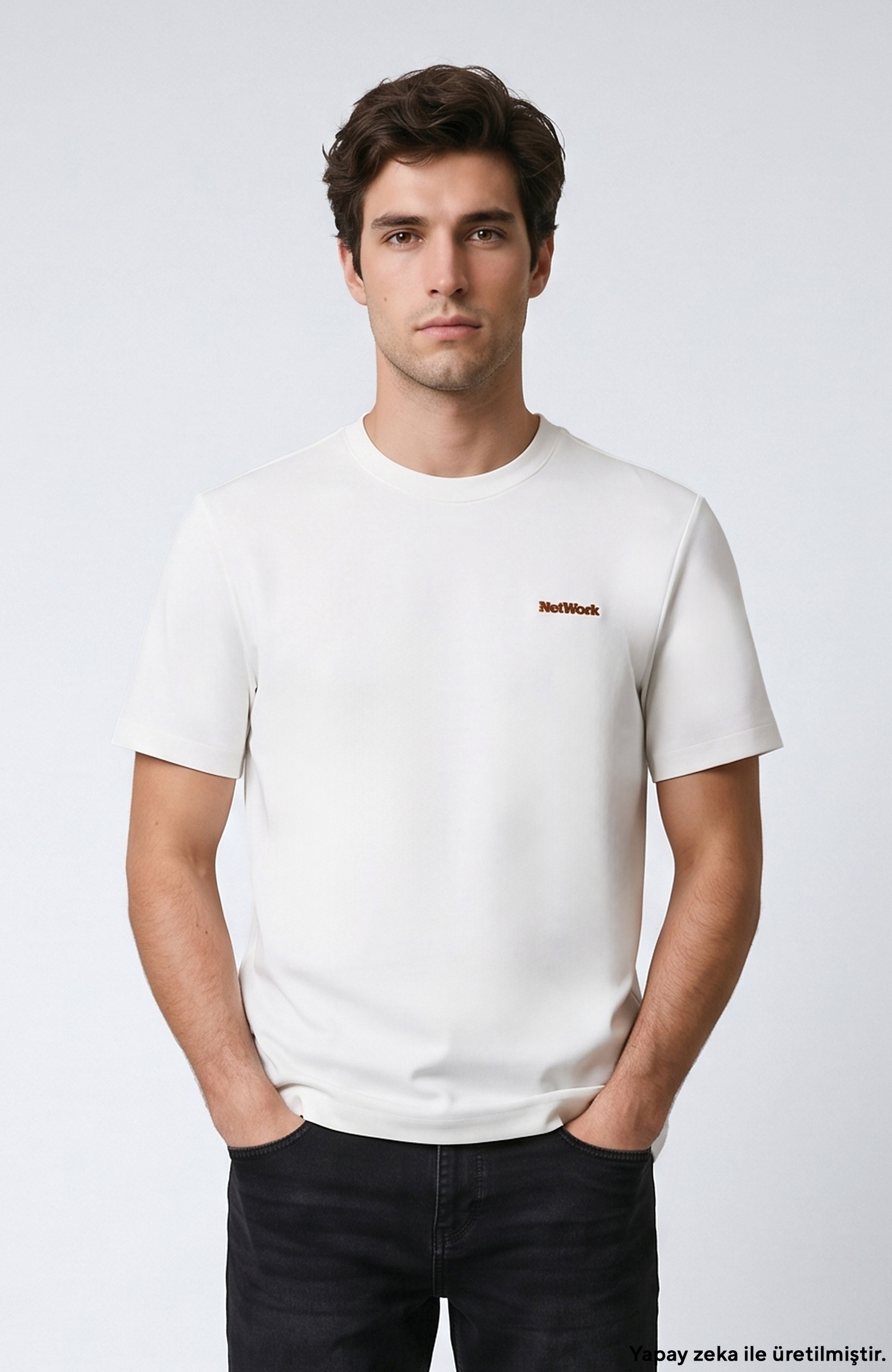 Beyaz Nakış Detaylı T-shirt