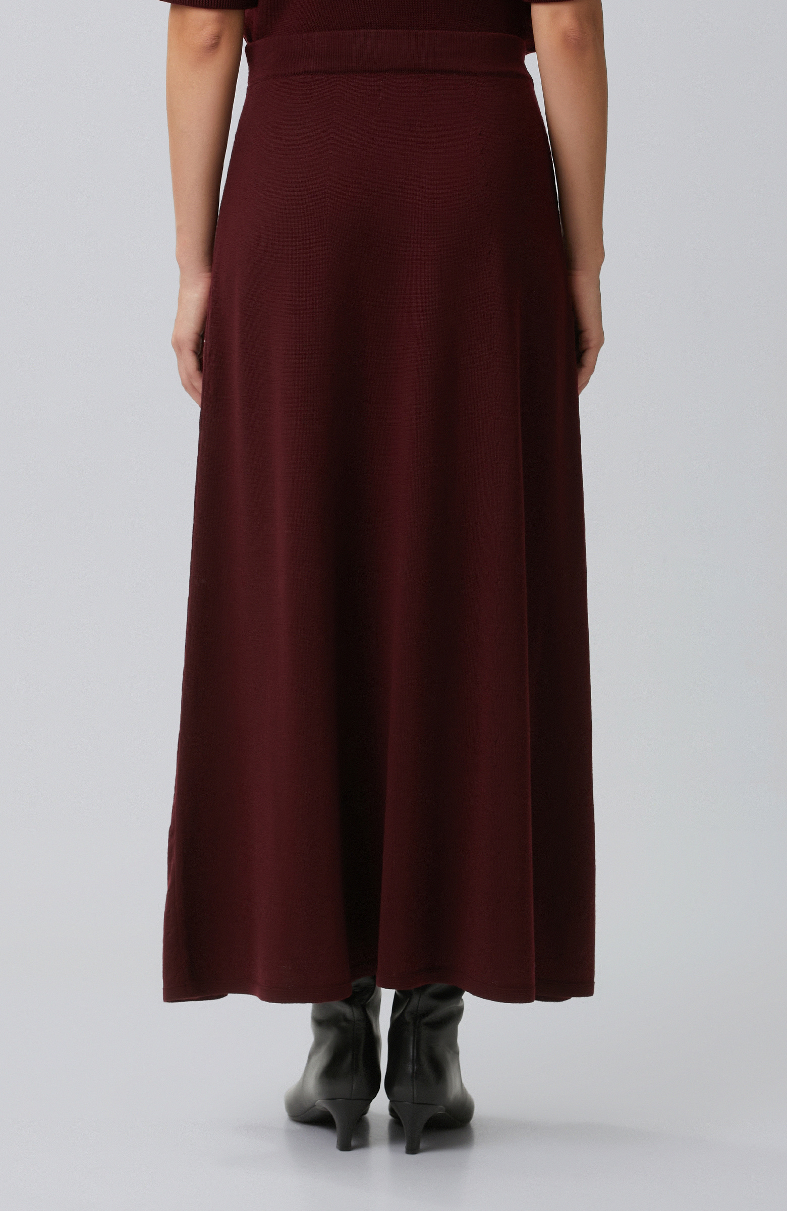 Bordo Yün Triko Etek