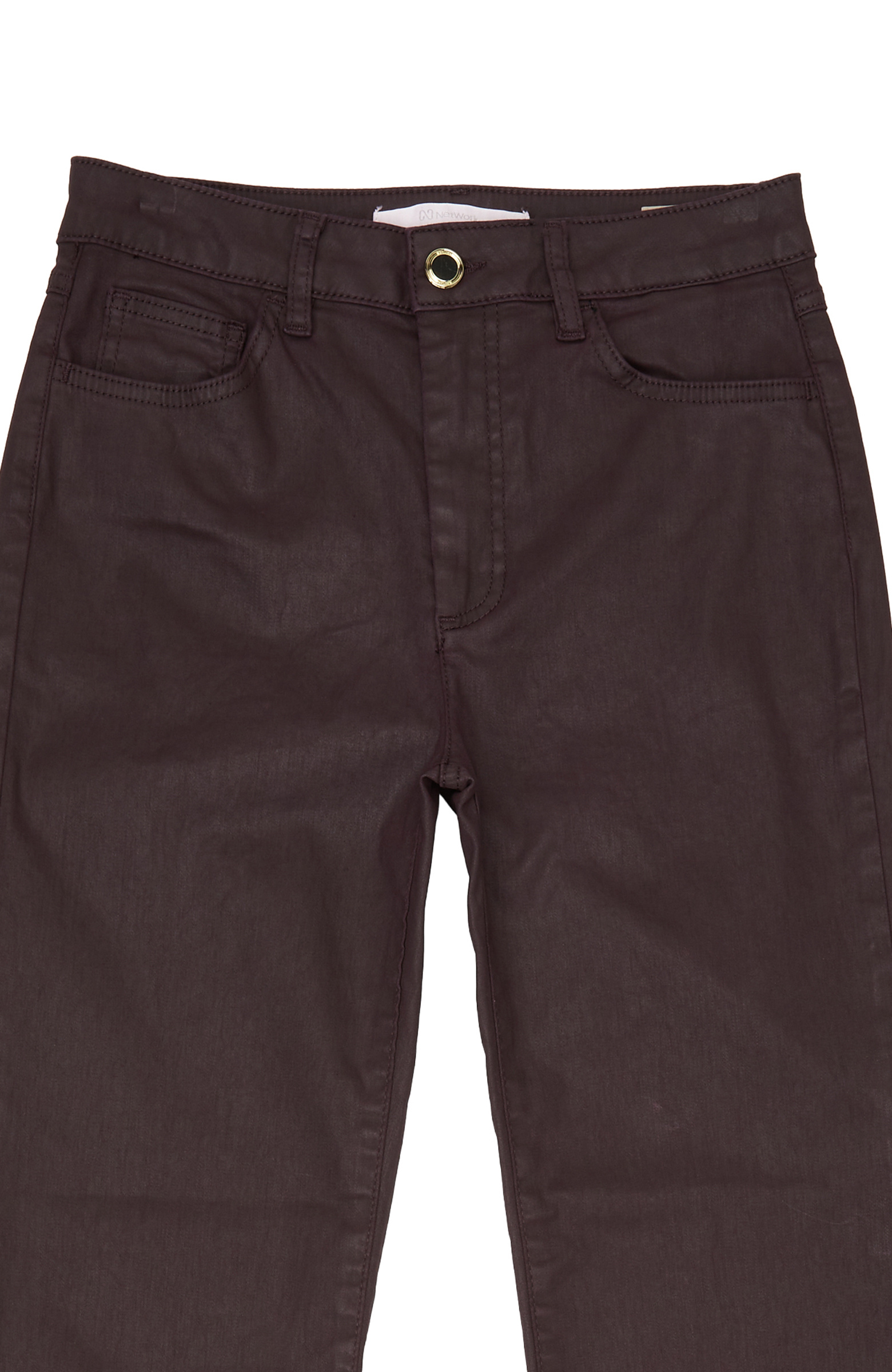 Mürdüm Kaplamalı Straight Kalıp Denim Pantolon