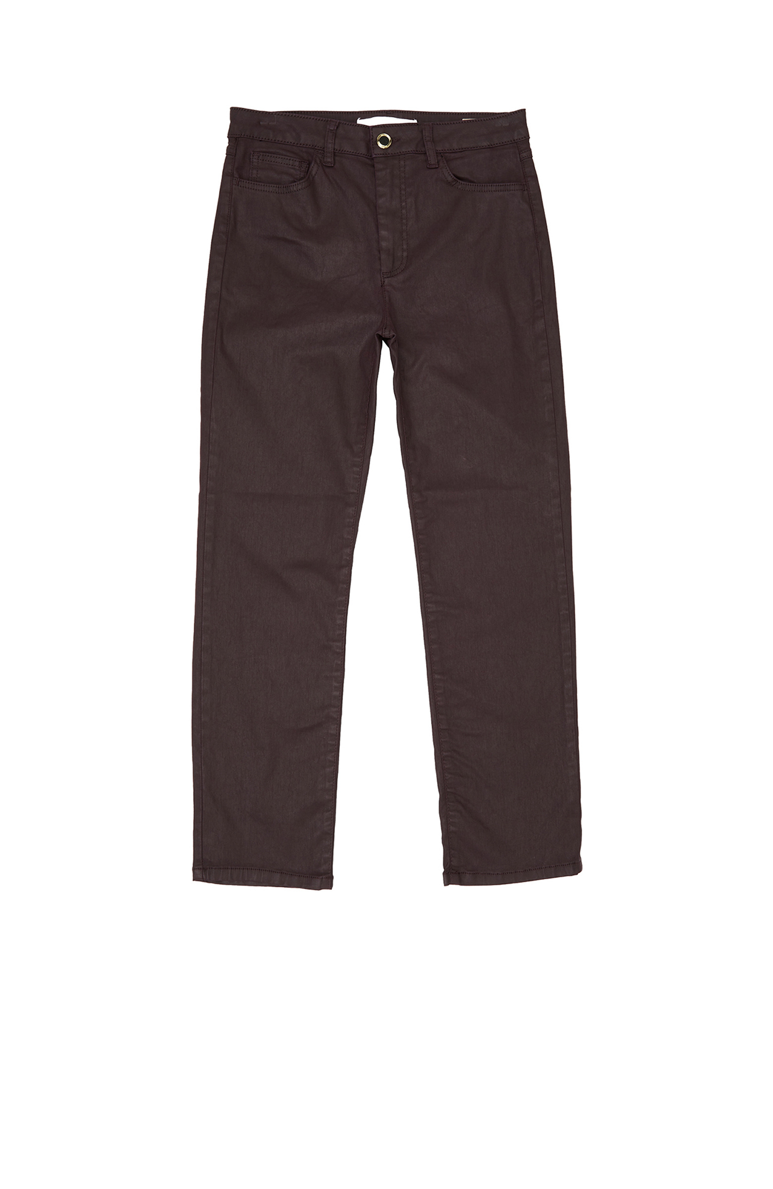 Mürdüm Kaplamalı Straight Kalıp Denim Pantolon