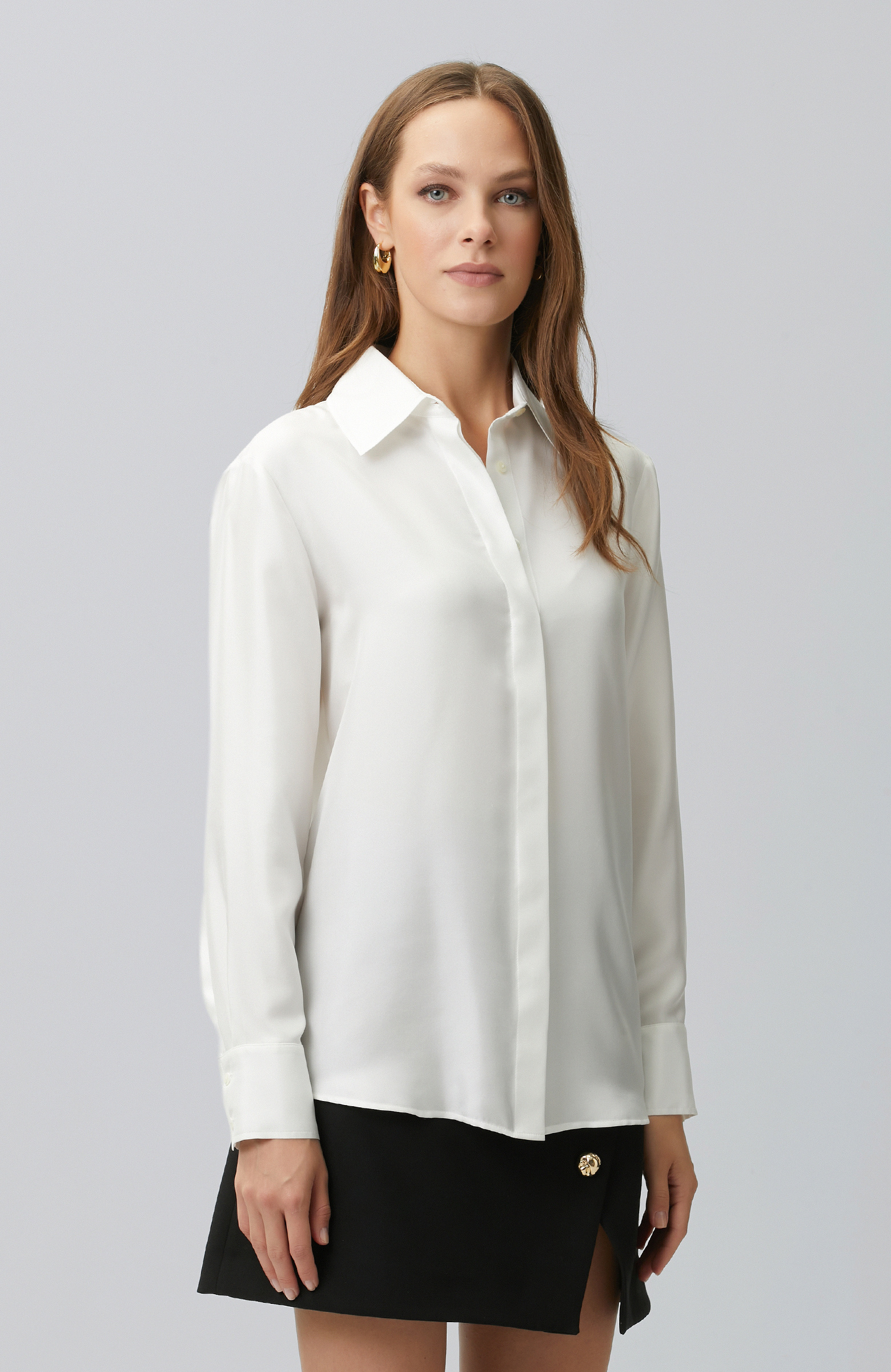 Kırık Beyaz Limited İpek Twill Gömlek