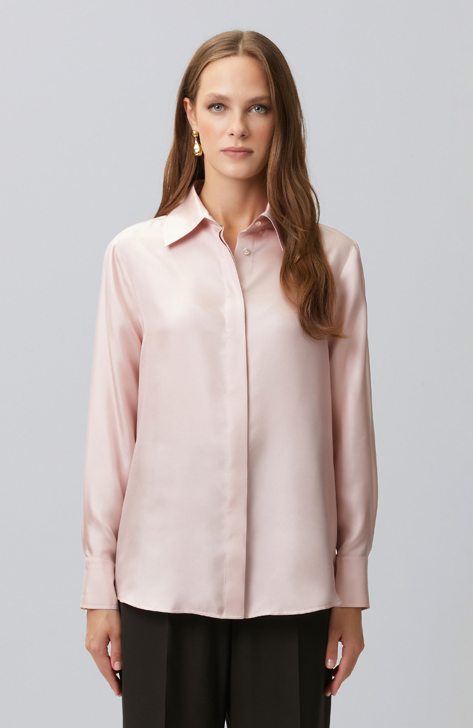 Limited Pembe İpek Twill Gömlek