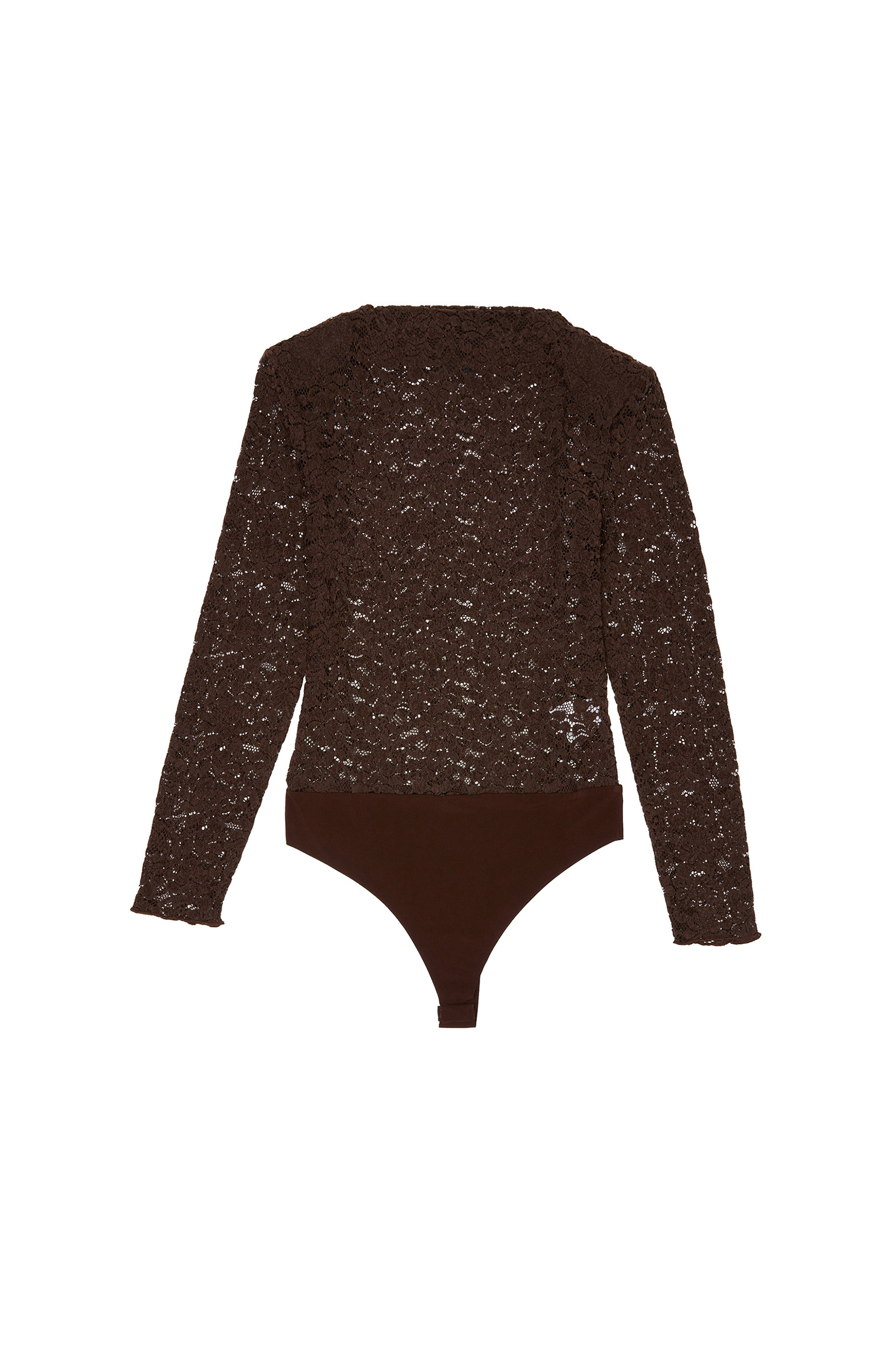 Acı Kahve Güpür Bodysuit Örme Bluz