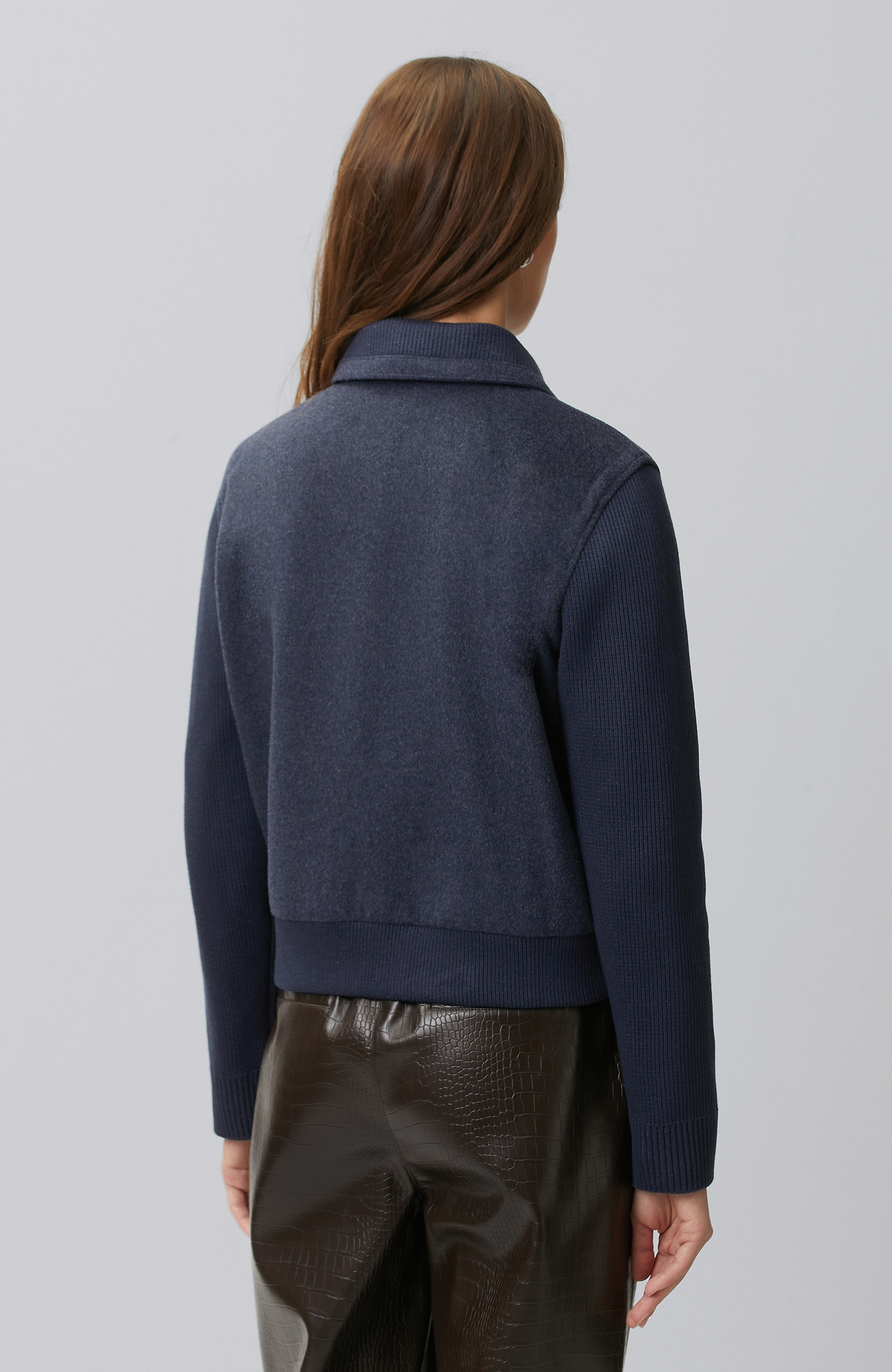 Indigo Sleeves Knitwear Wool Blend Coat