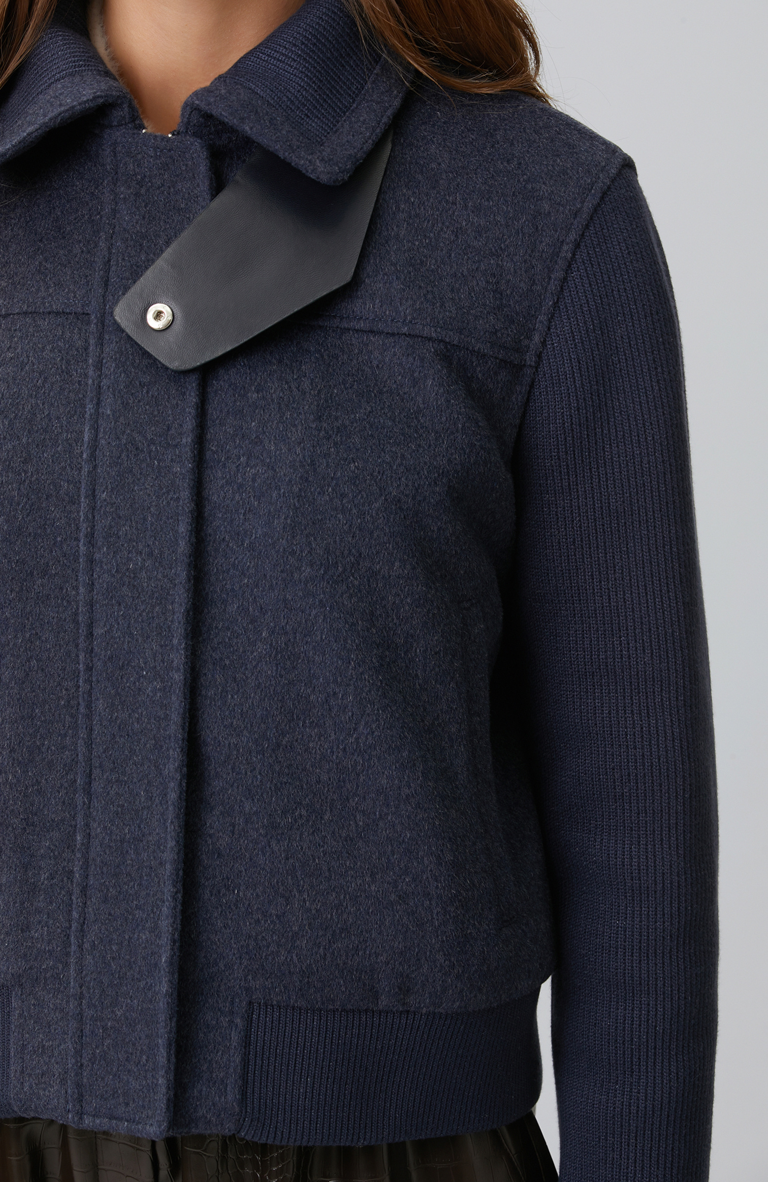 Indigo Sleeves Knitwear Wool Blend Coat