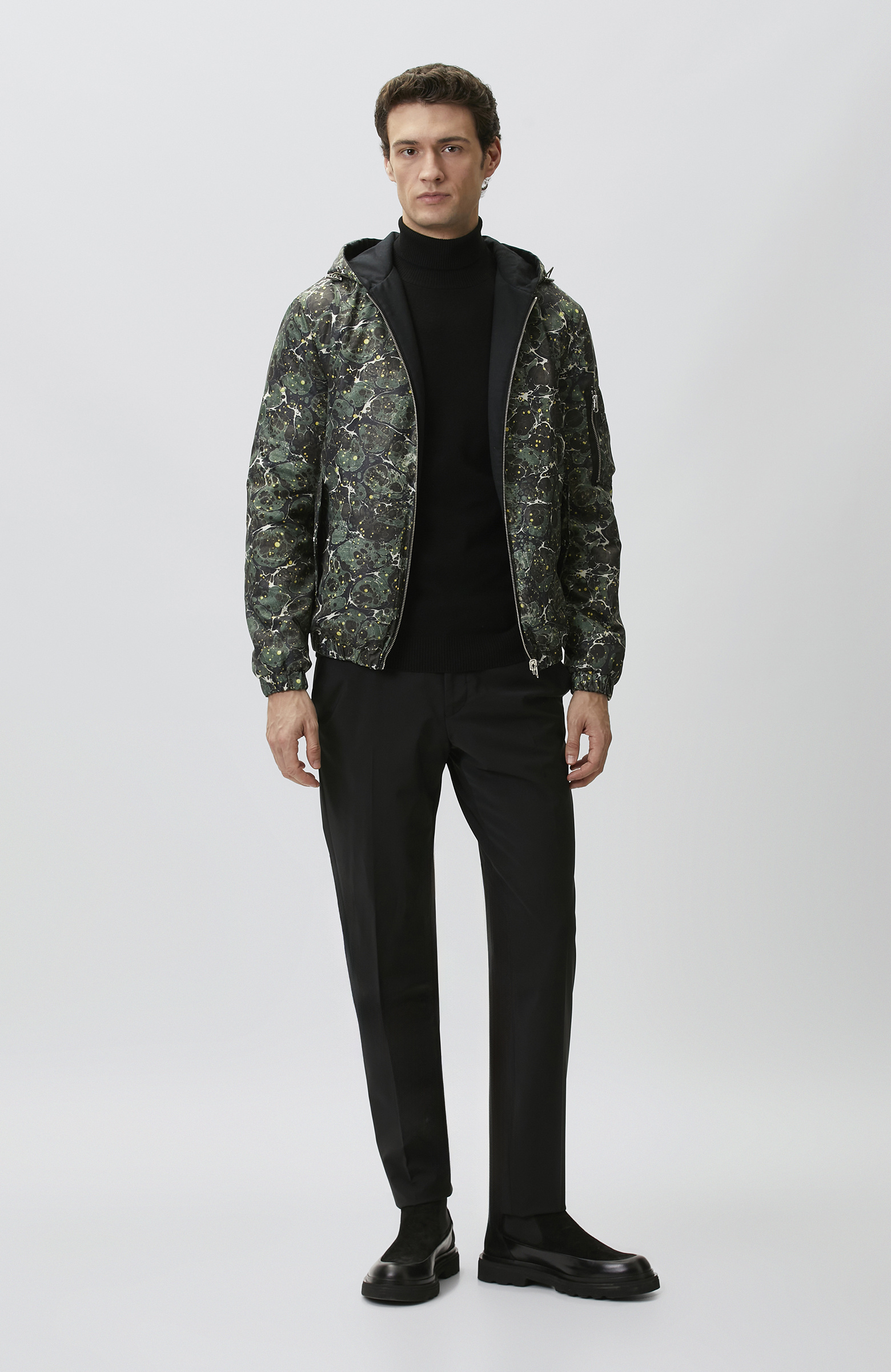 Khaki Marbling Double-Sided Patterned Coat