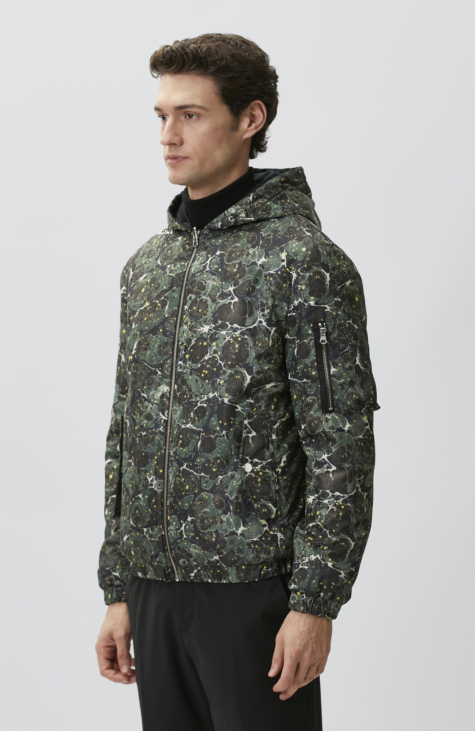 Khaki Marbling Double-Sided Patterned Coat